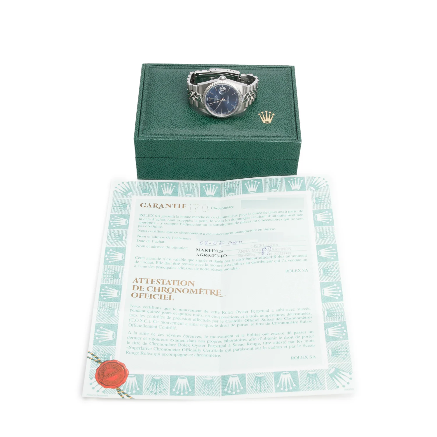 Rolex Stainless Steel Datejust 36 MM Automatic Watch Blue Dial 16220 w/ Box & Papers - Image 2
