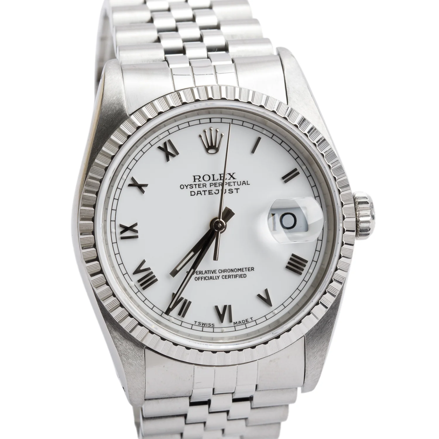 Rolex Stainless Steel Datejust 36 MM Automatic Watch White Roman Dial 16220 w/ Box - Image 3