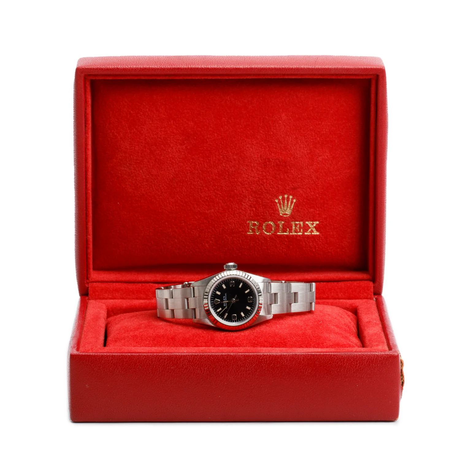 Rolex Stainless Steel Oyster Perpetual 26 MM Automatic Watch Black Dial 67194 w/ Box - Image 2