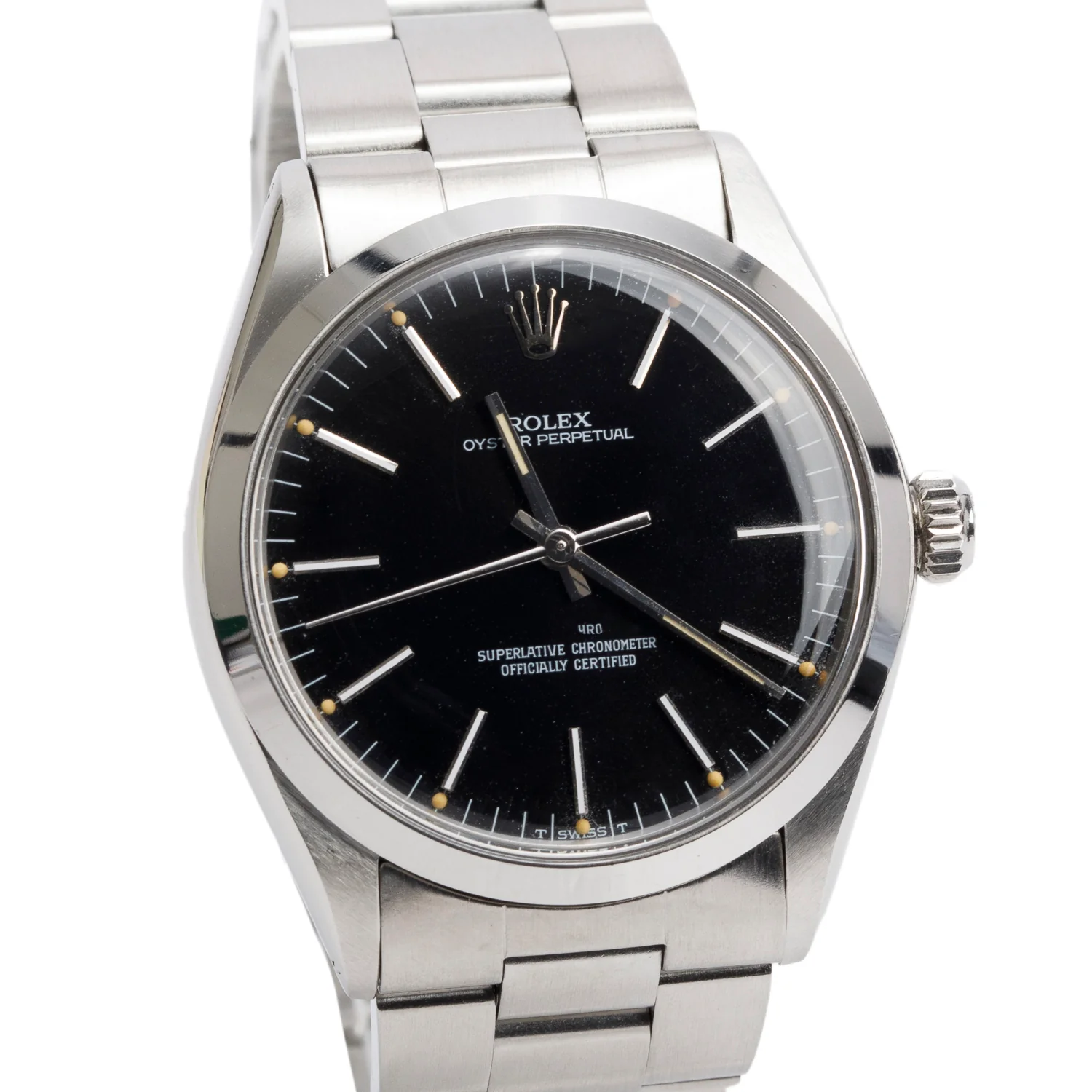 Rolex Stainless Steel Oyster Perpetual 34 MM Automatic Watch Black Dial 1002 w/ Box - Image 3