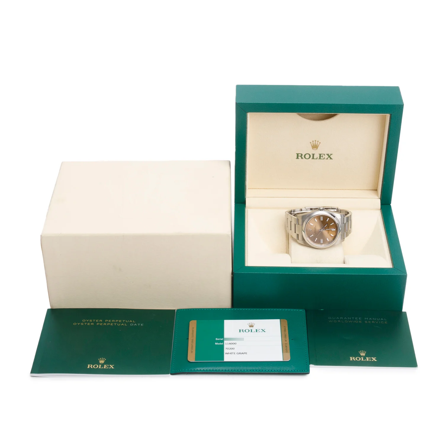 Rolex Stainless Steel Oyster Perpetual 36 MM Watch White GrapeDial 116000 w/ Box & Papers - Image 2