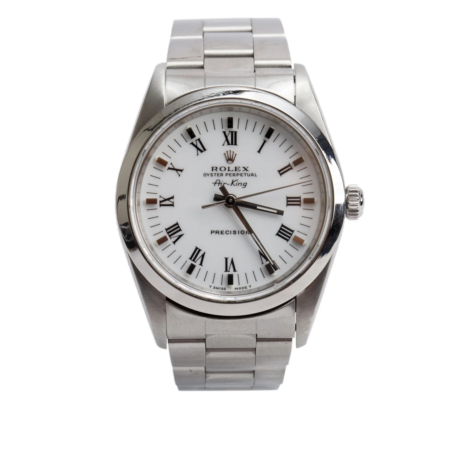Rolex Stainless Steel Oyster Perpetual Air King 34 MM Watch White Dial 14000
