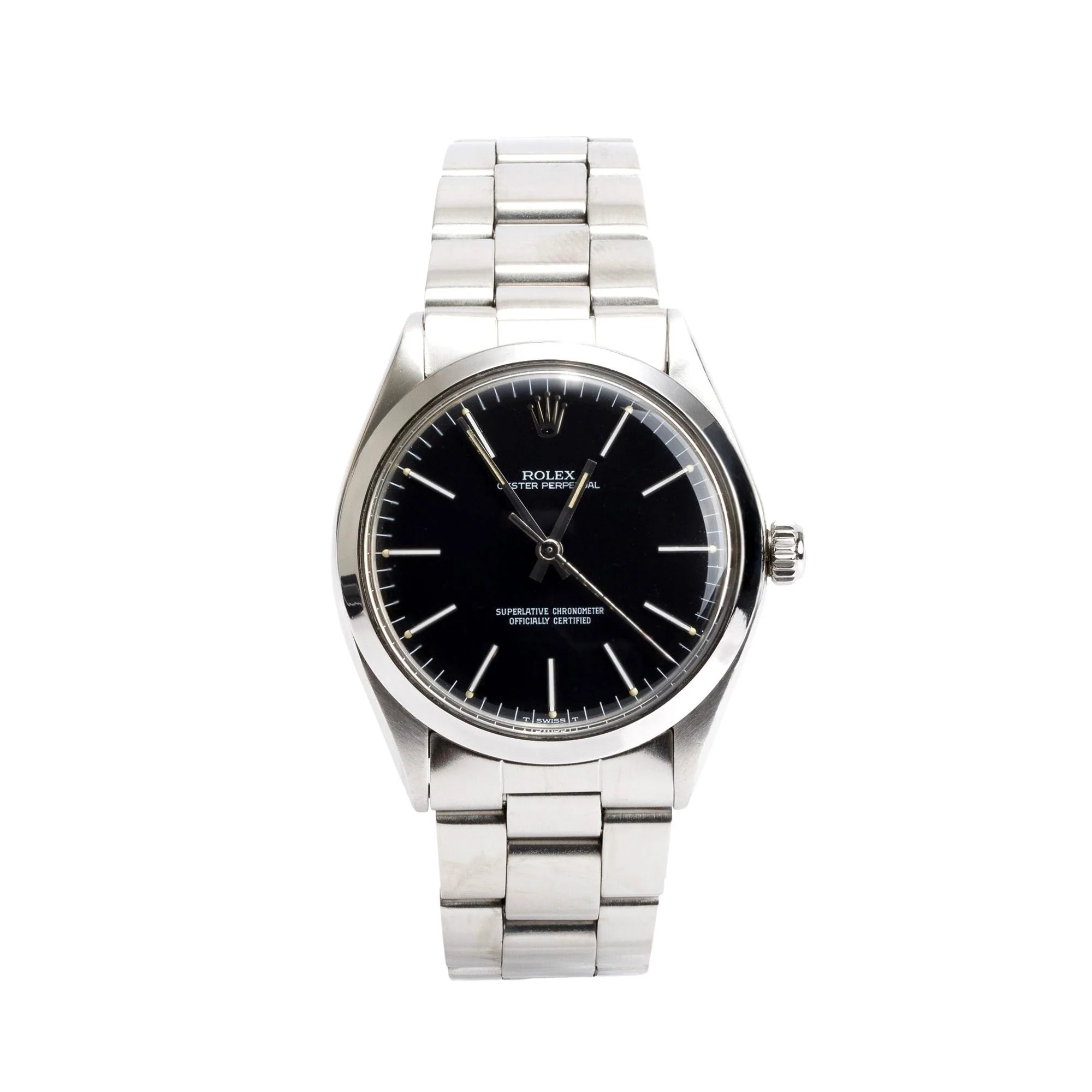 Rolex Stainless Steel Oyster Perpetual Black Dial 34 MM Automatic Watch 1002