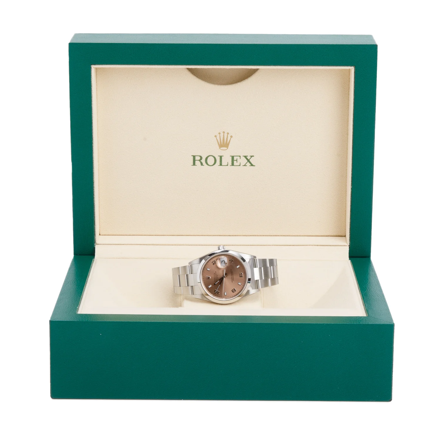 Rolex Stainless Steel Oyster Perpetual Date 34 MM Watch Pink Dial 15200 w/ Box - Image 2