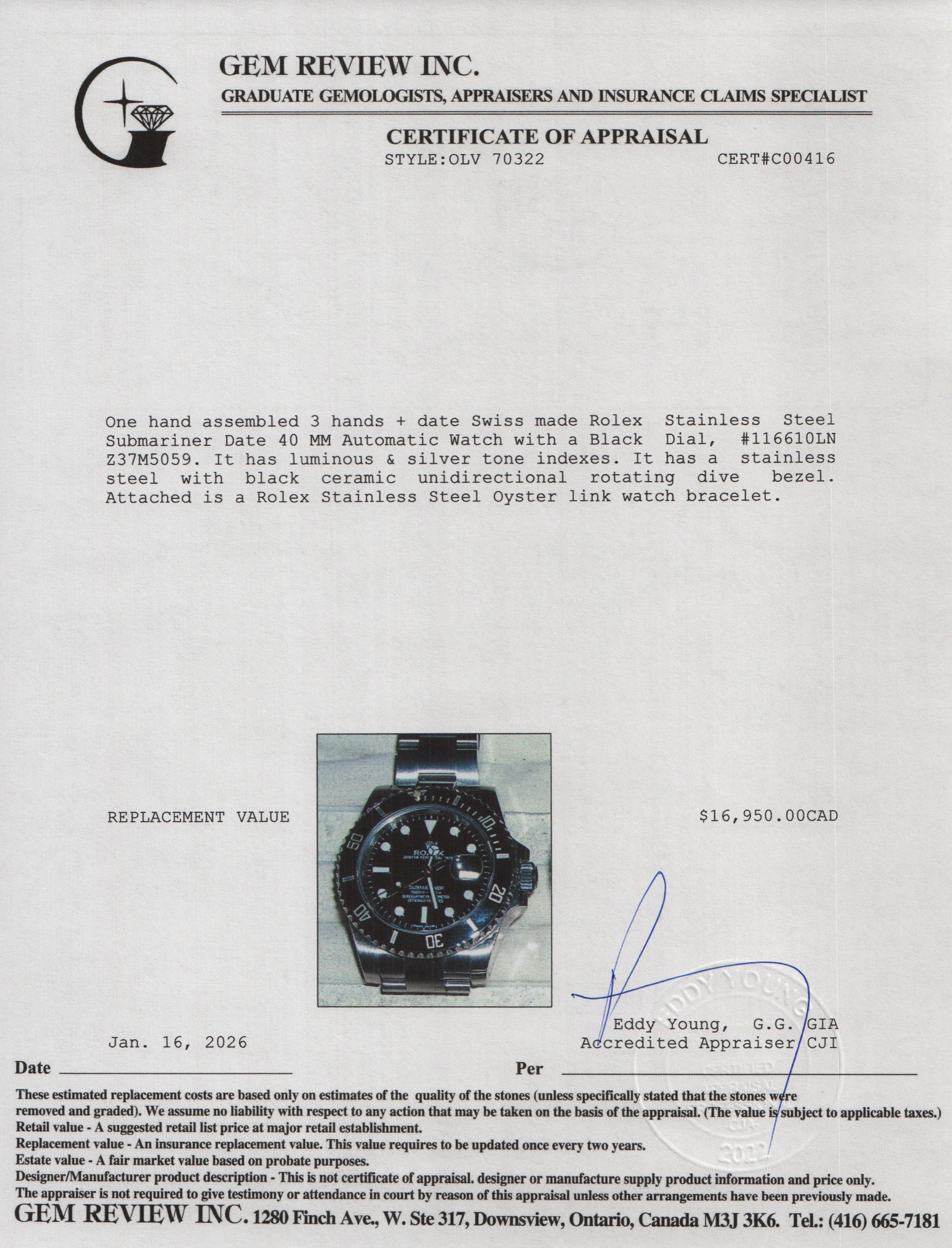 Rolex Stainless Steel Submariner Date 40 MM Automatic Watch Black Dial 116610LN w/ Box & Papers - Image 6