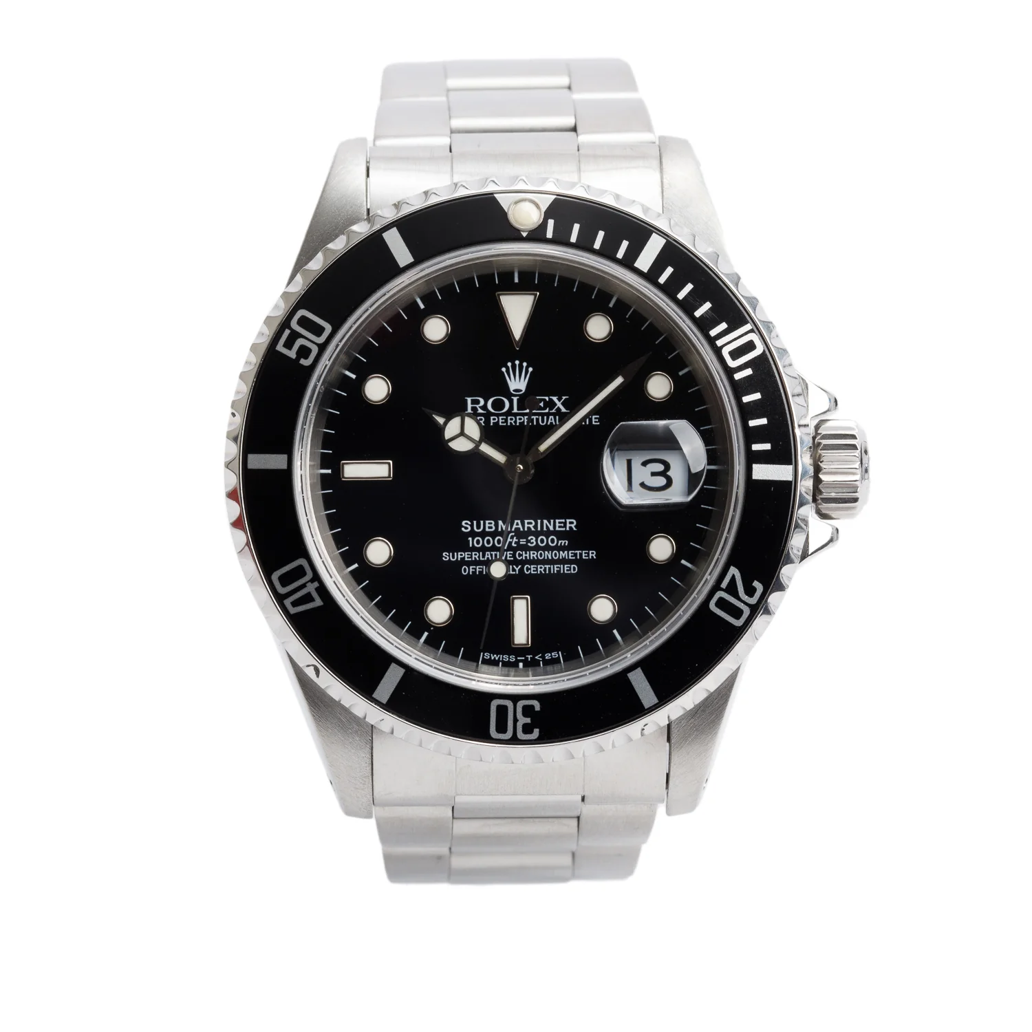 Rolex Stainless Steel Submariner Date 40 MM Watch Black Dial 16610 w/ Box & Papers