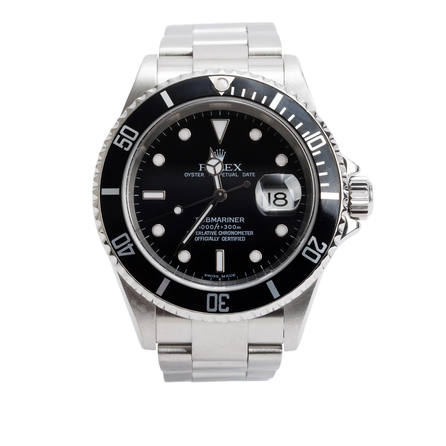 Rolex Stainless Steel Submariner Date 40 MM Watch Black Dial 16610 w/ Box & Papers