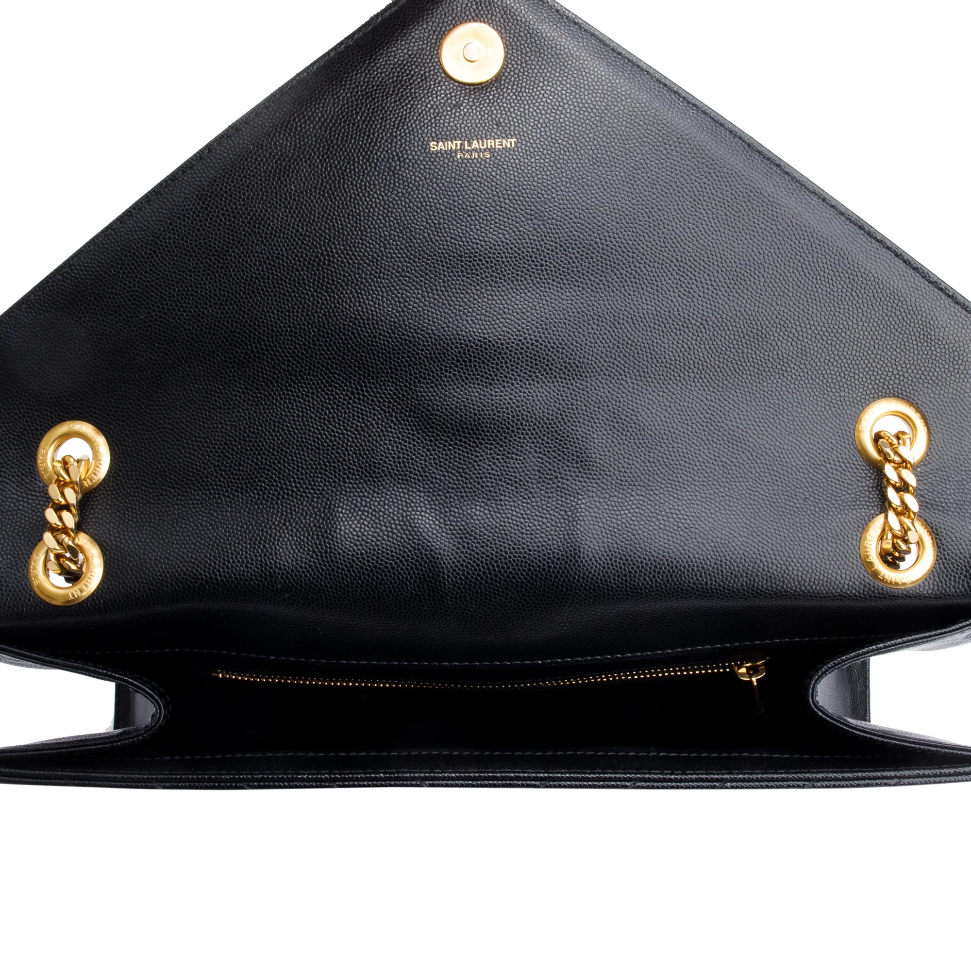 Saint Black Quilted Grain De Poudre Leather Large Envelope Chain Bag - Image 8