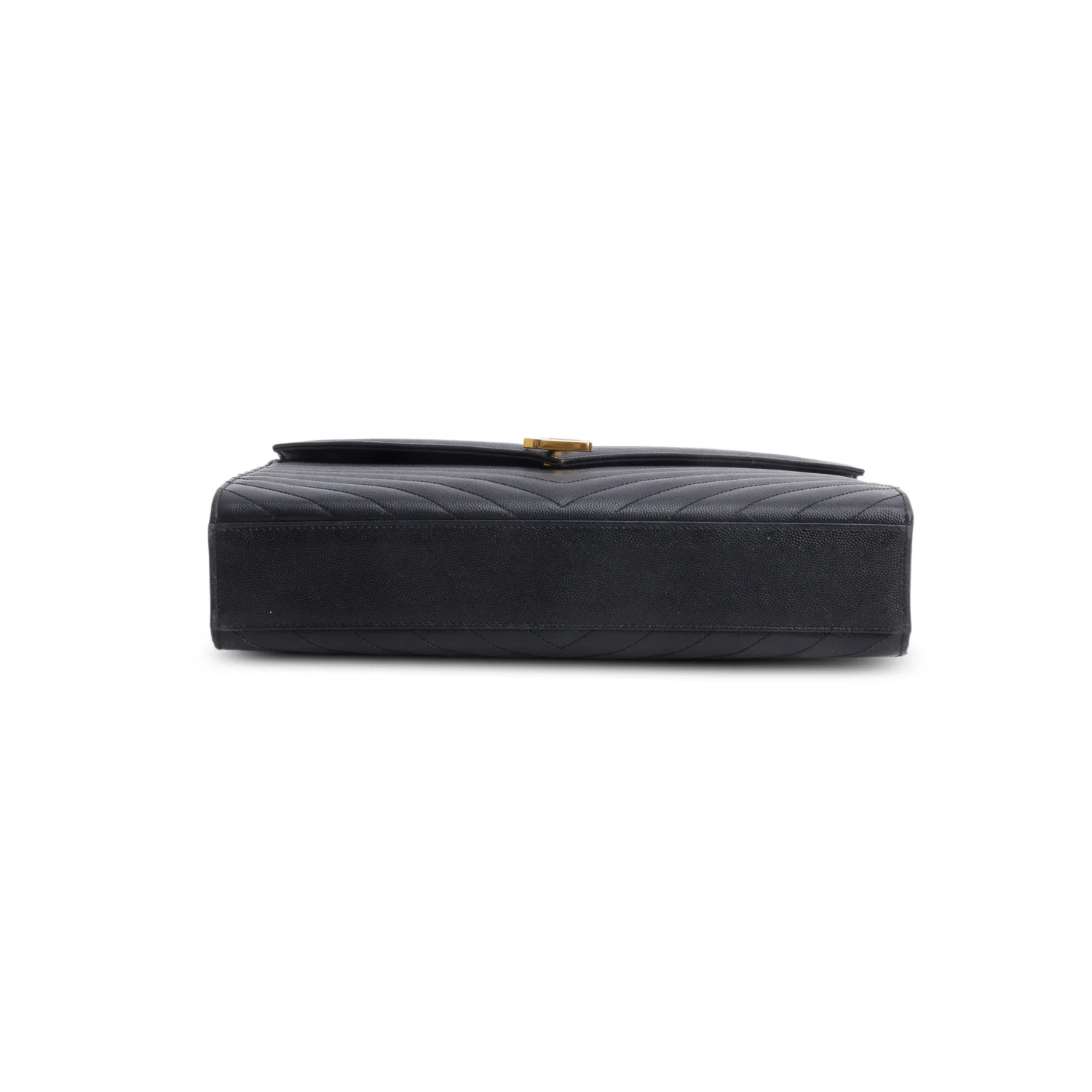 Saint Lauren Black Grain de Poudre Matelasse Large Monogram Envelope Bag - Image 7