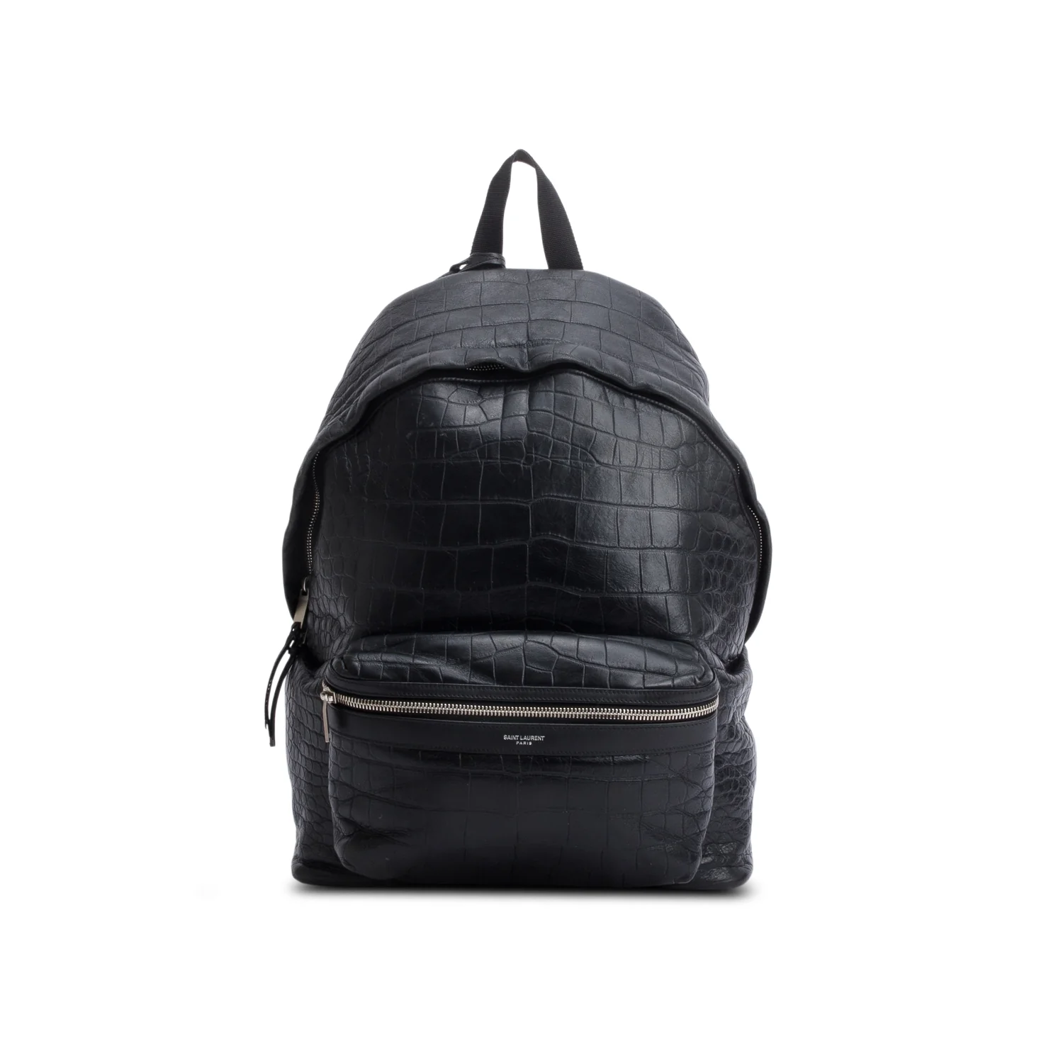 Saint Laurent 2020 Black Crocodile-Embossed Calfskin Leather City Backpack