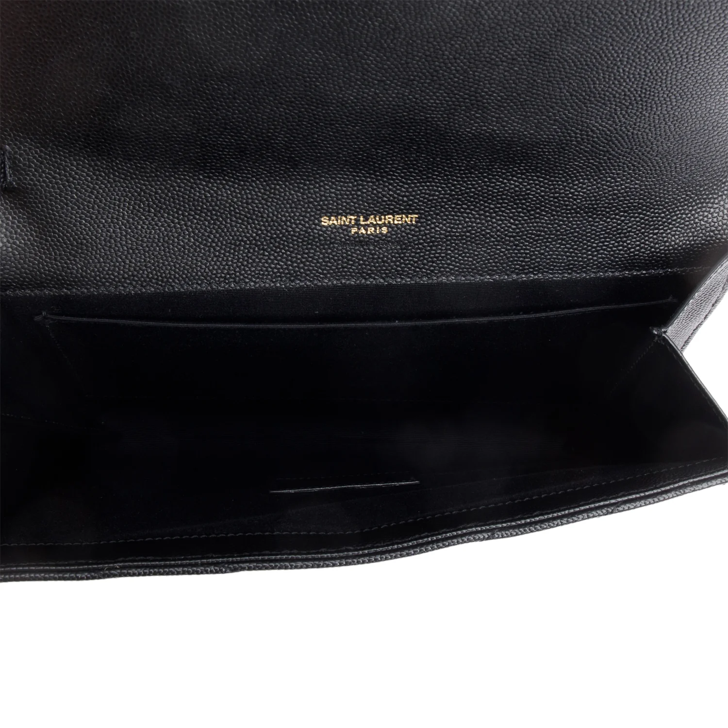 Saint Laurent 2020 Black Grain De Poudre Matelasse Chevron Cassandre Flap Clutch - Image 6