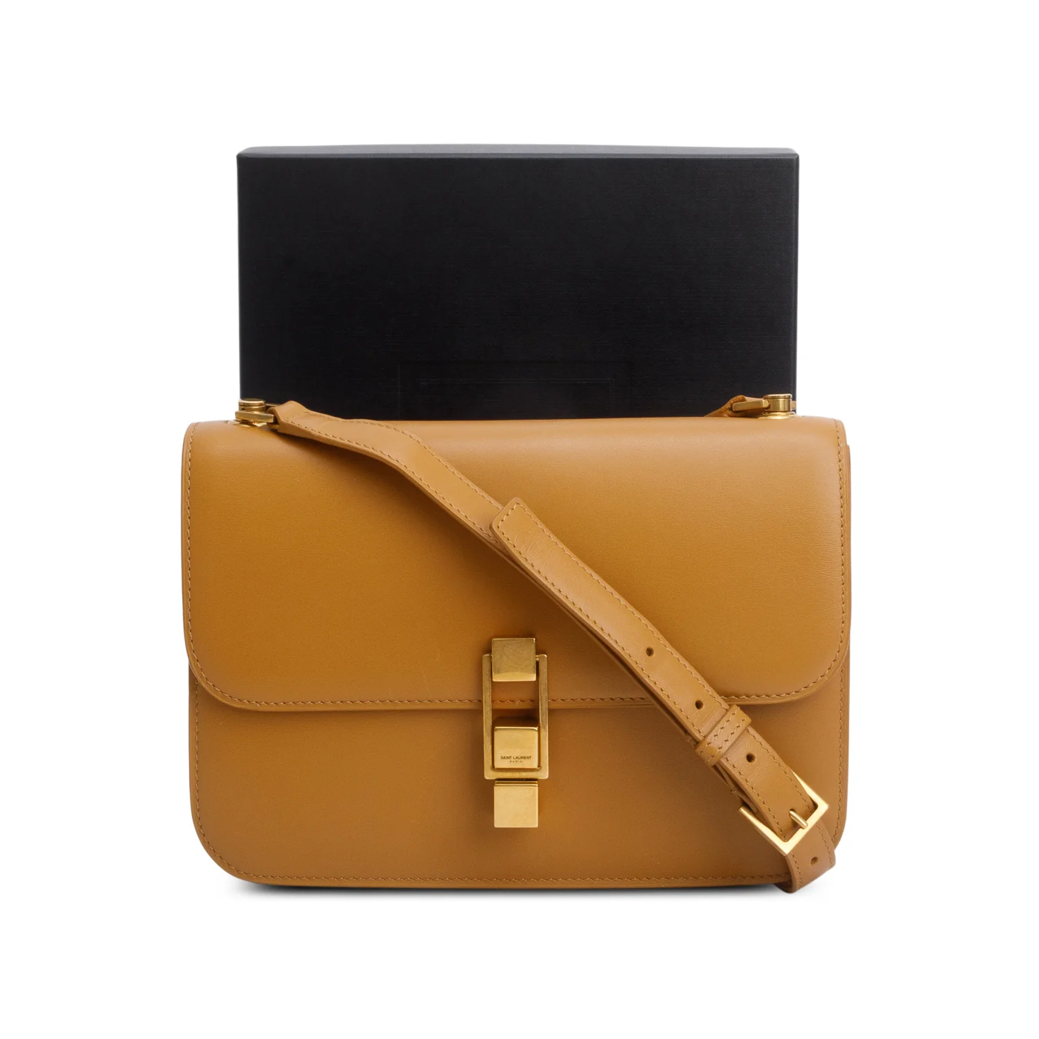 Saint Laurent 2020 Brown Smooth Calfskin Le Carre Satchel w/ Box - Image 3