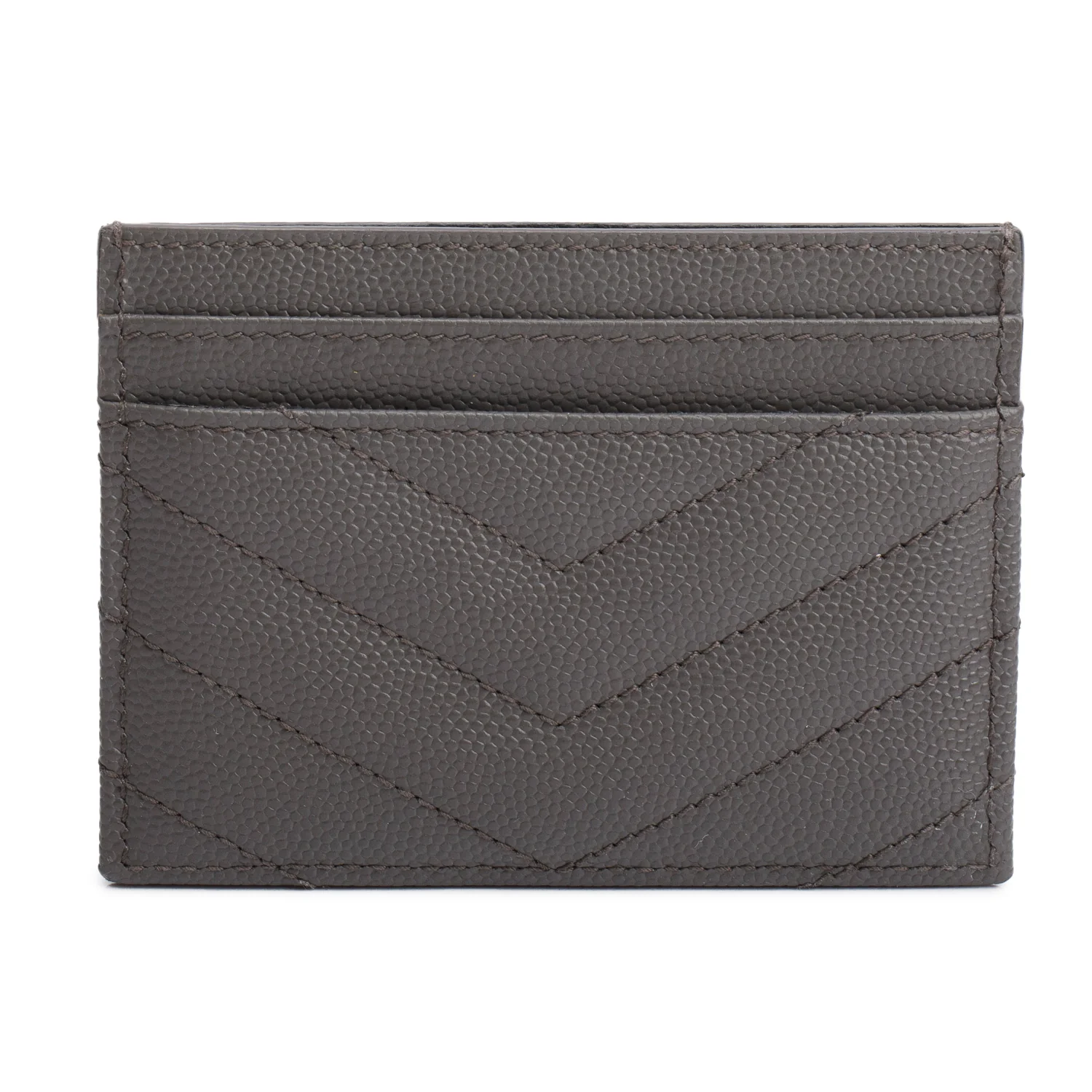 Saint Laurent 2020 Grey Grain de Poudre Cassandre Matelasse Card Case - Image 3