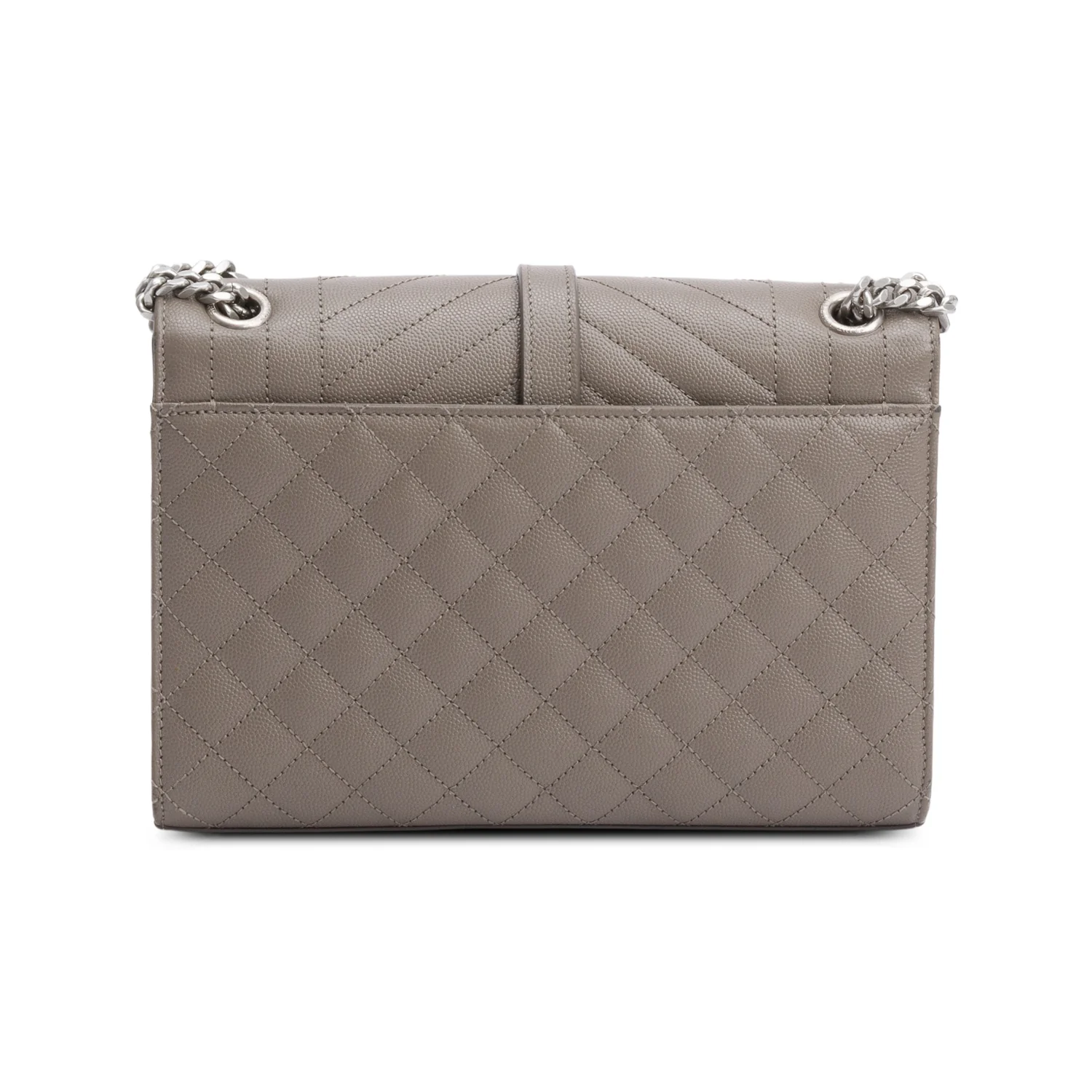 Saint Laurent 2020 Grey Grained De Poudre Medium Envelope Shoulder Bag - Image 5