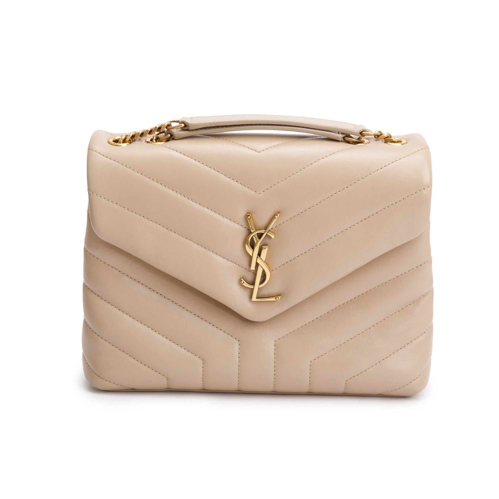 Saint Laurent 2021 Beige Quilted Leather Small Loulou Shoulder Bag - Image 3