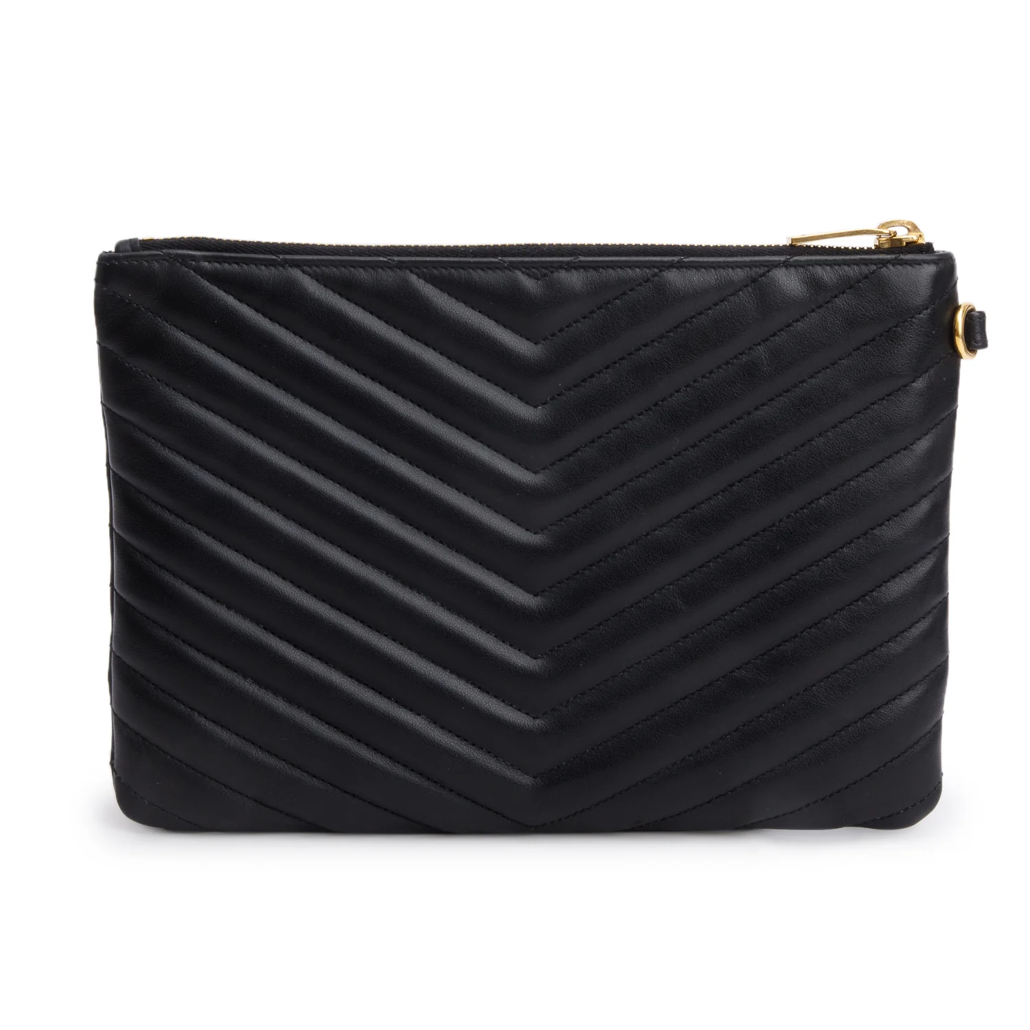 Saint Laurent 2021 Black Calfskin Matelasse Monogram Casssandre Zip Pouch - Image 3