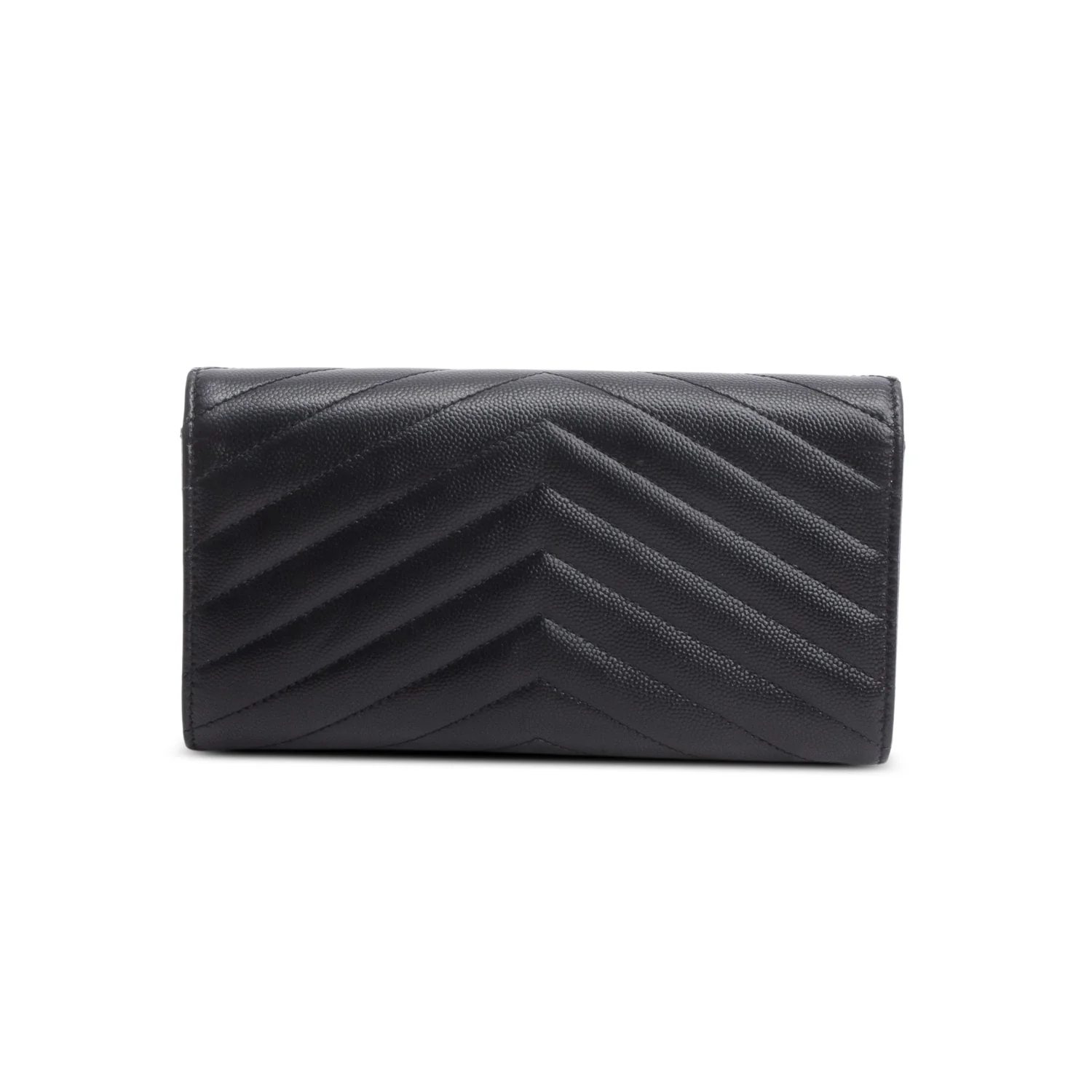 Saint Laurent 2021 Black Lambskin Leather Cassandre Matelasse Large Flap Wallet w/ Box - Image 4