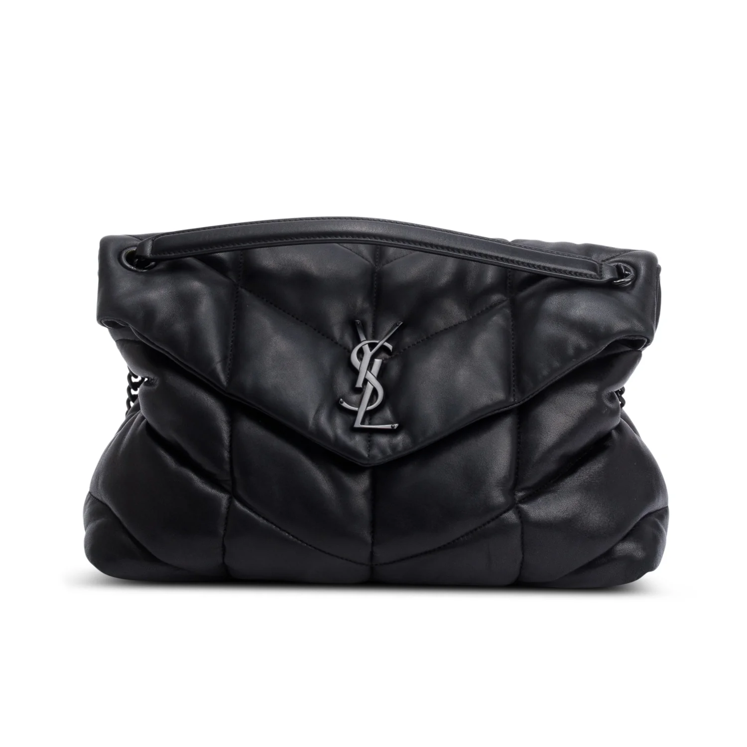 Saint Laurent 2021 Black Nappa Leather Medium Puffer Loulou Shoulder Bag - Image 3