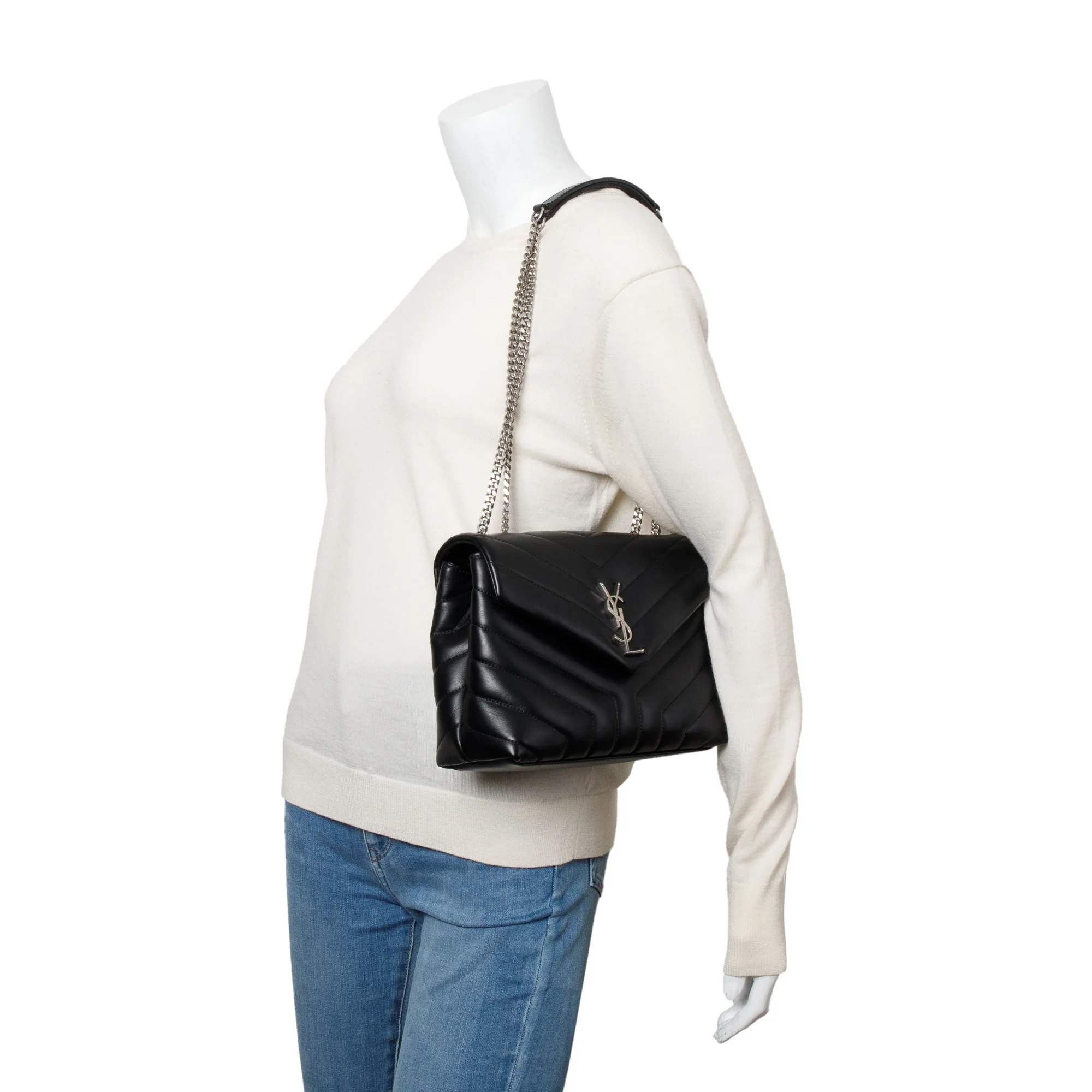 Saint Laurent 2021 Black Quilted Leather Small Loulou Shoulder Bag - Image 2
