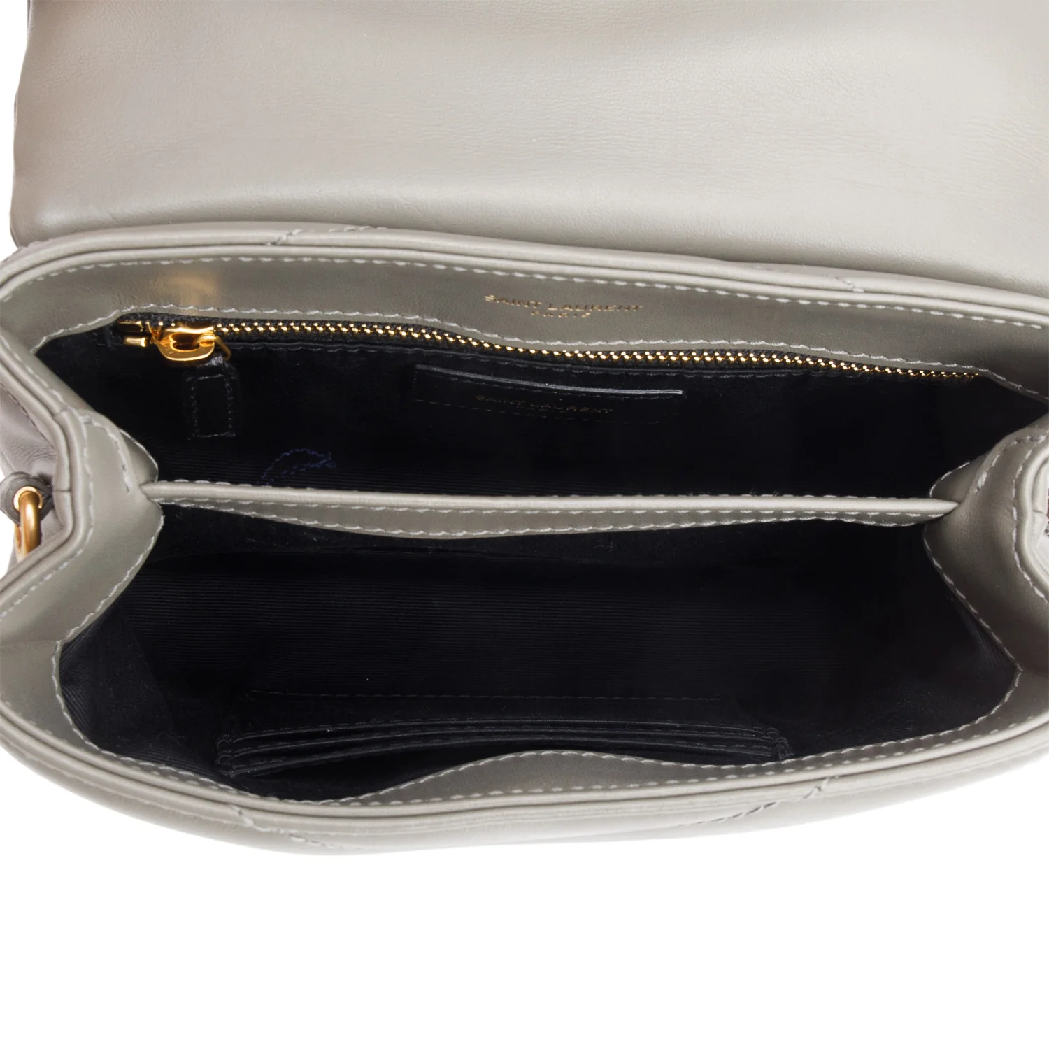 Saint Laurent 2021 Grey Calfskin Y Quilted Monogram Toy Loulou Crossbody Bag - Image 8