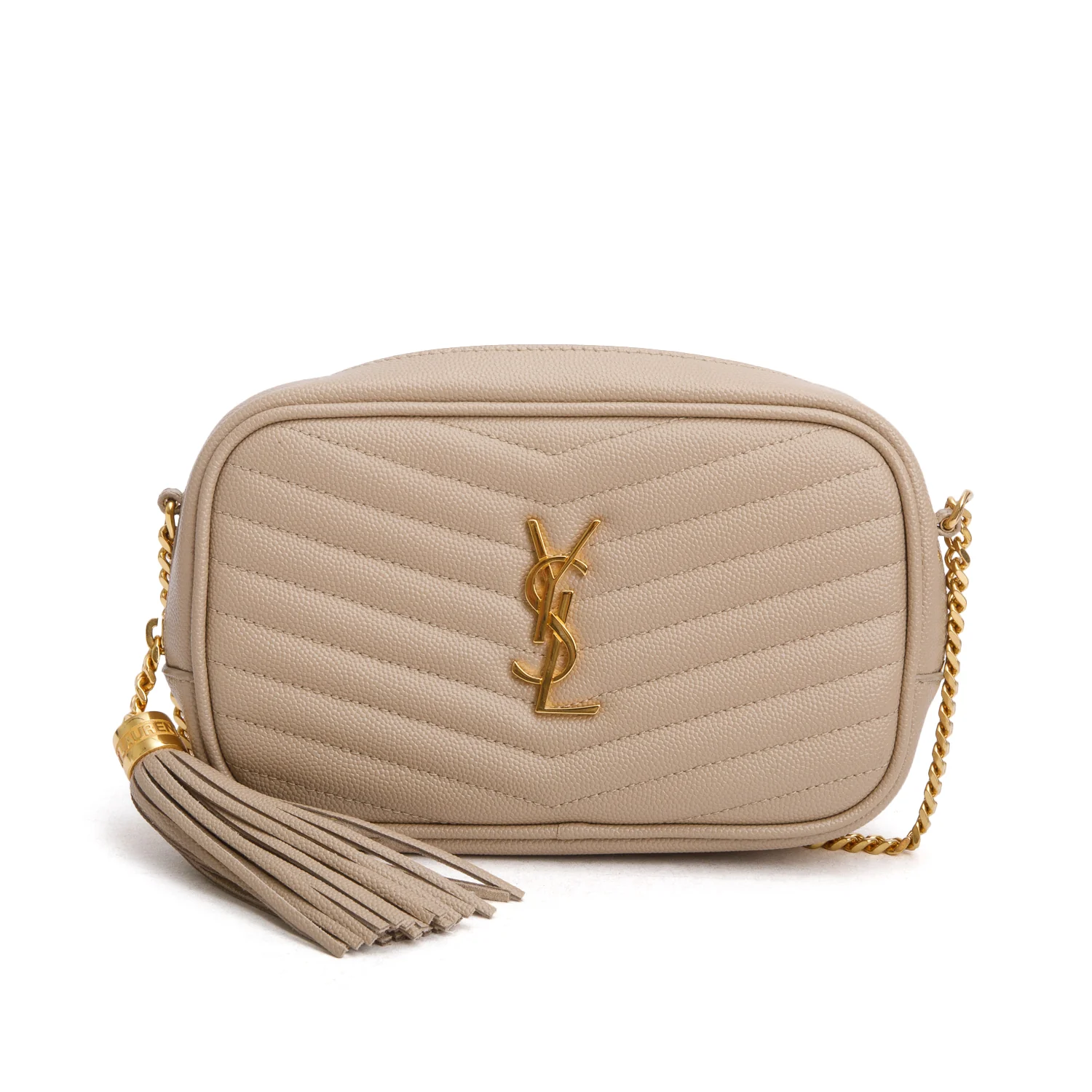 Saint Laurent 2022 Beige Grain de Poudre Matelasse Mini Lou Camera Bag - Image 3