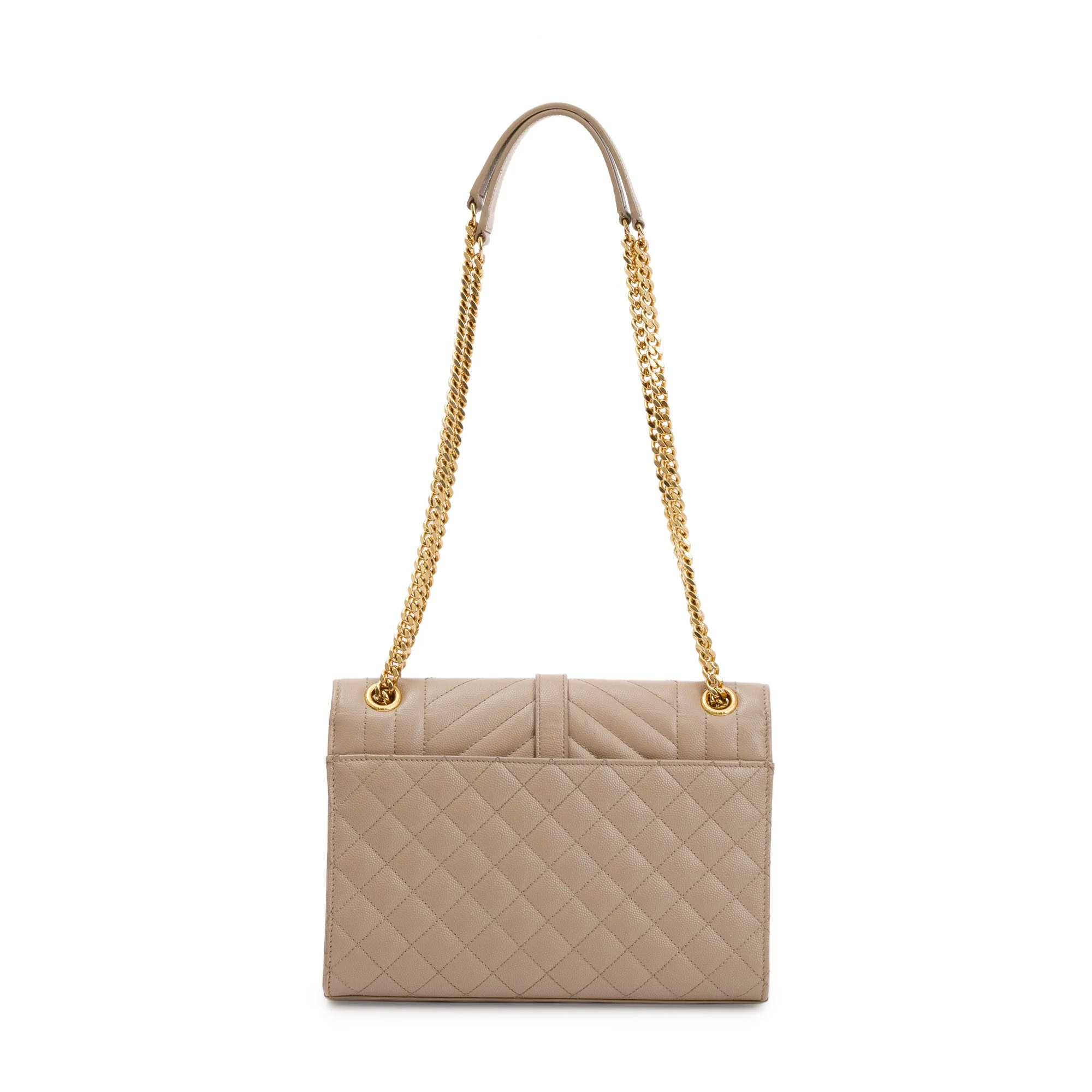Saint Laurent 2022 Beige Grained De Poudre Medium Envelope Shoulder Bag - Image 5