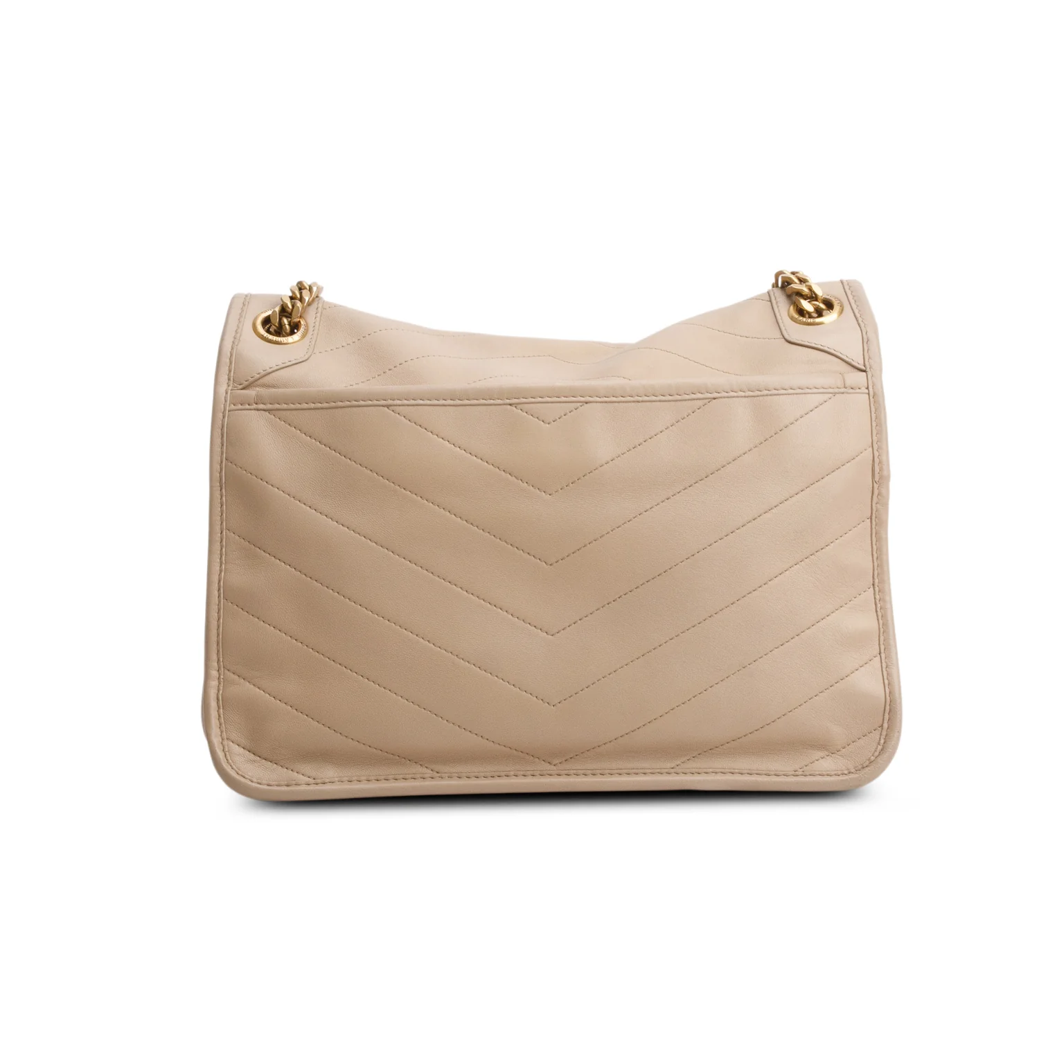 Saint Laurent 2022 Beige Lambskin Matelasse Monogram Medium Niki Chain Satchel - Image 5