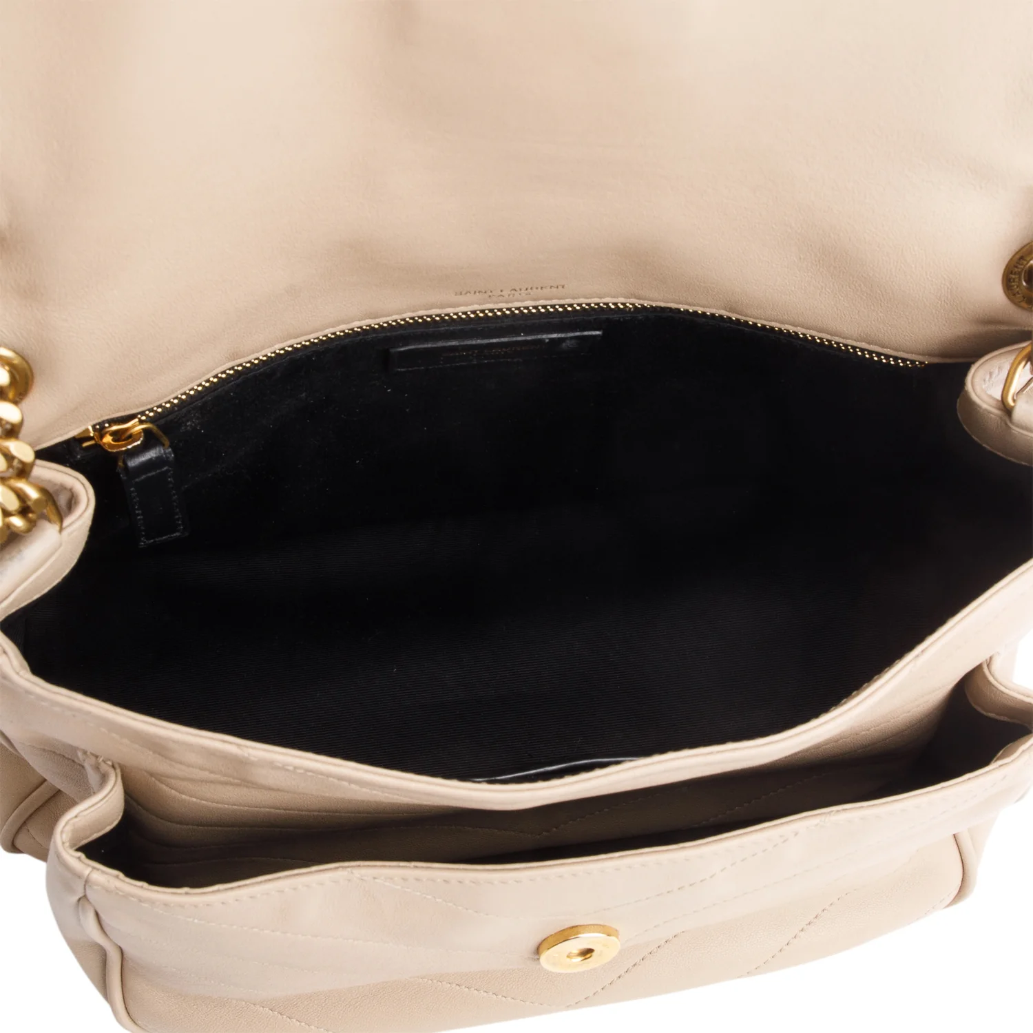 Saint Laurent 2022 Beige Lambskin Matelasse Monogram Medium Niki Chain Satchel - Image 8