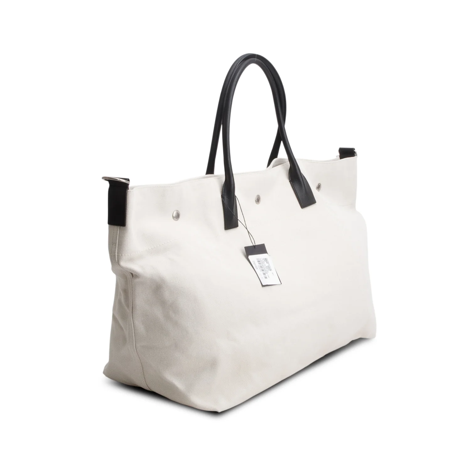 Saint Laurent 2022 Beige Linen Calfskin Rive Gauche Maxi Tote w/ Strap - Image 6