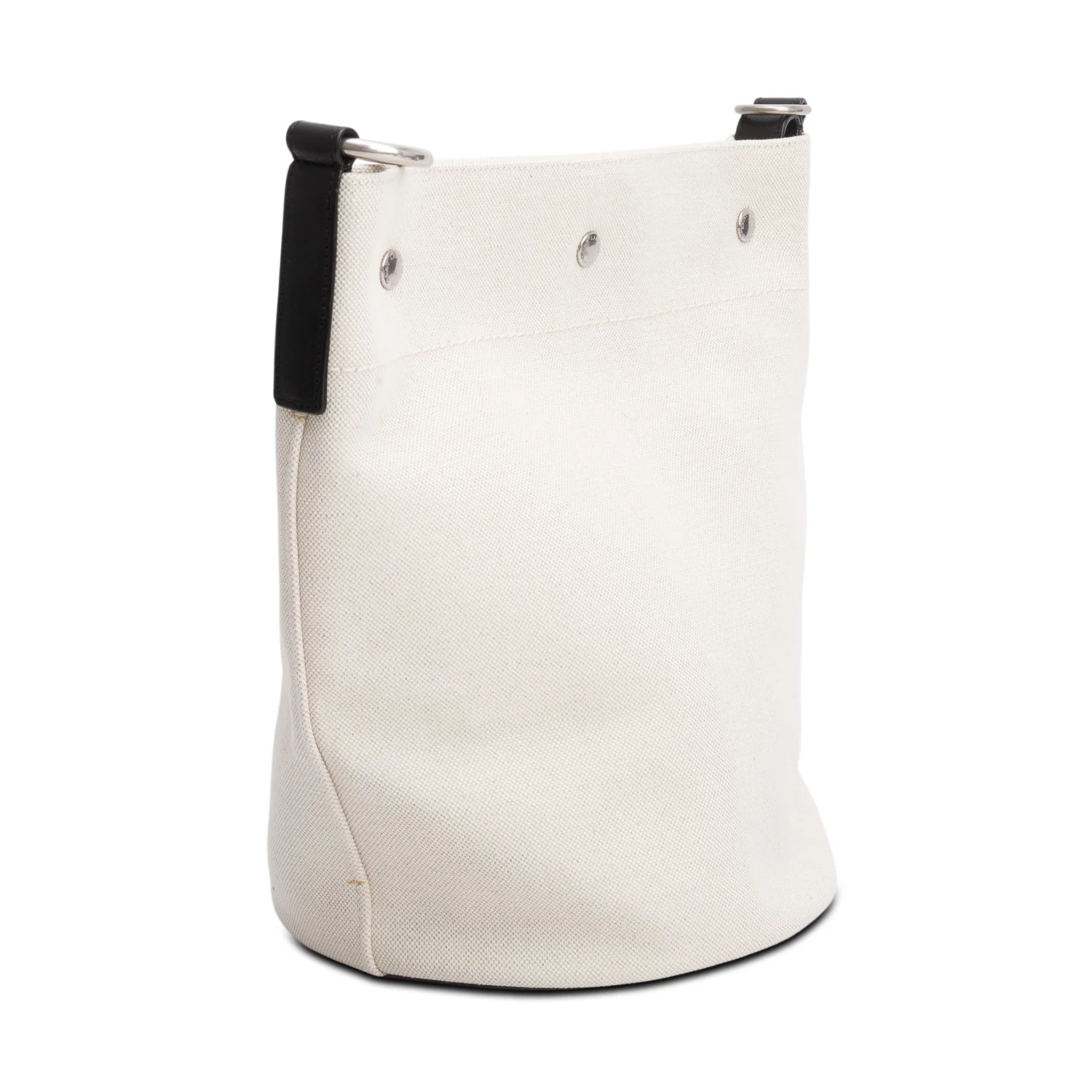 Saint Laurent 2022 Beige Linen Rive Gauche Bucket Bag w/ Pouch - Image 6