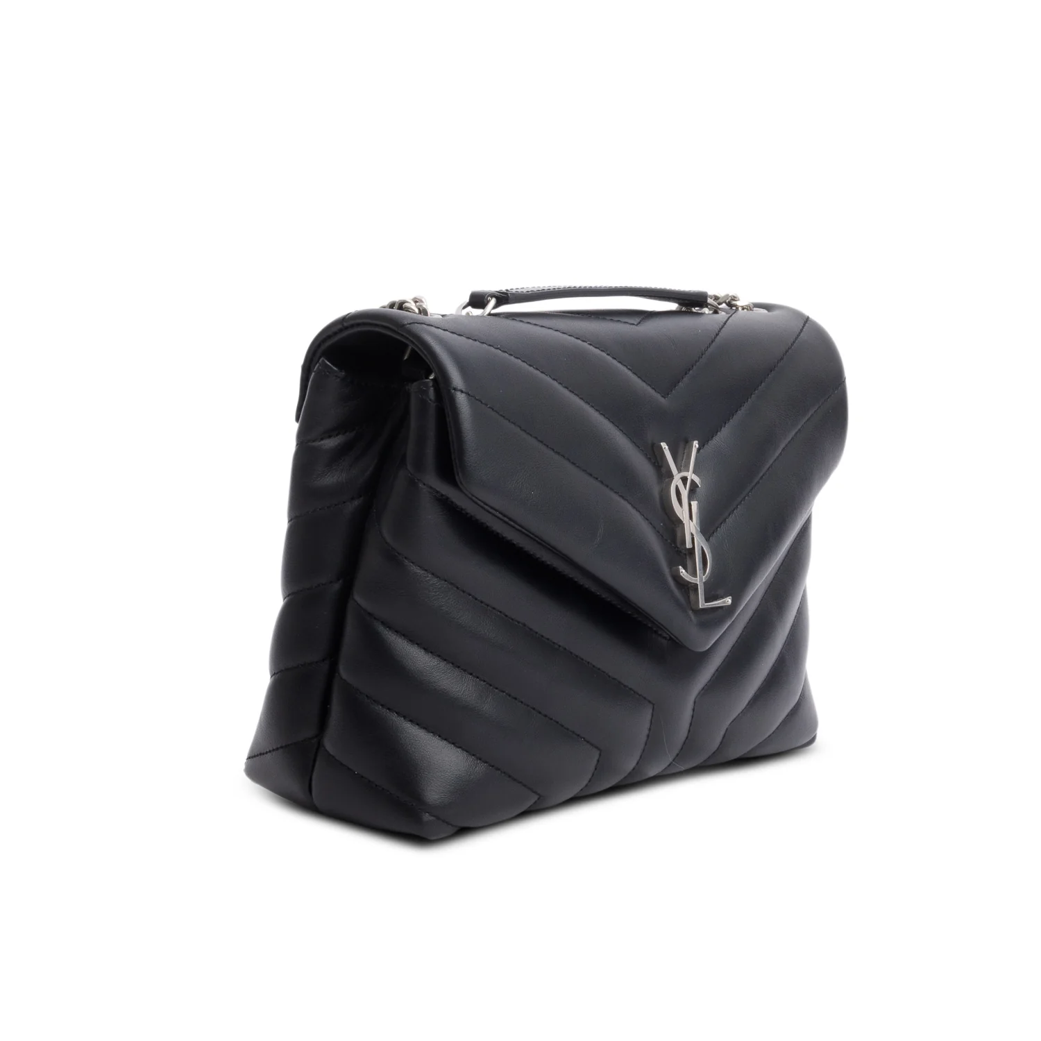 Saint Laurent 2022 Black Calfskin Y Quilted Monogram Toy Loulou Crossbody Bag - Image 4