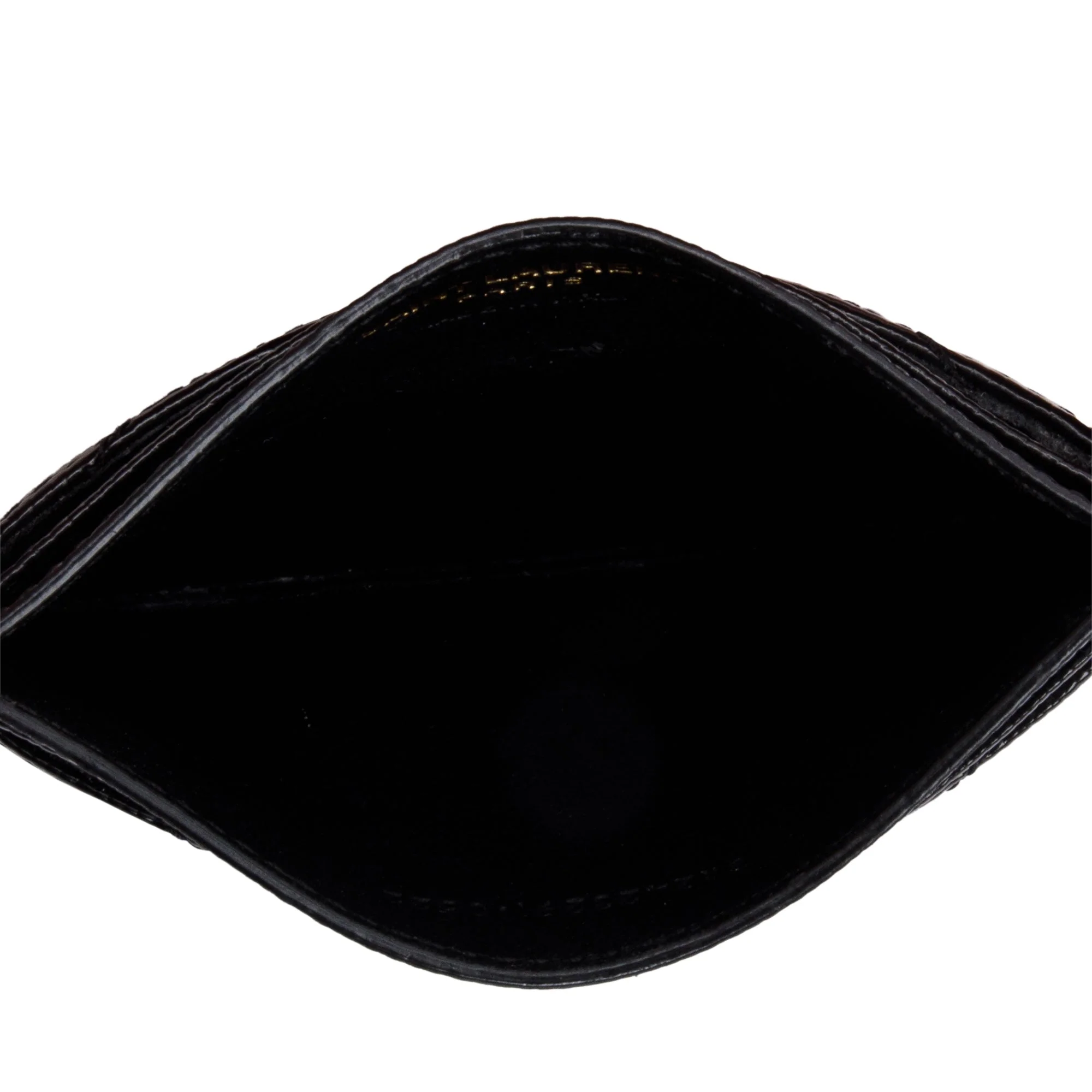 Saint Laurent 2022 Black Grain De Poudre Leather Cassandre Matelasse Card Case w/ Box & Receipt - Image 5