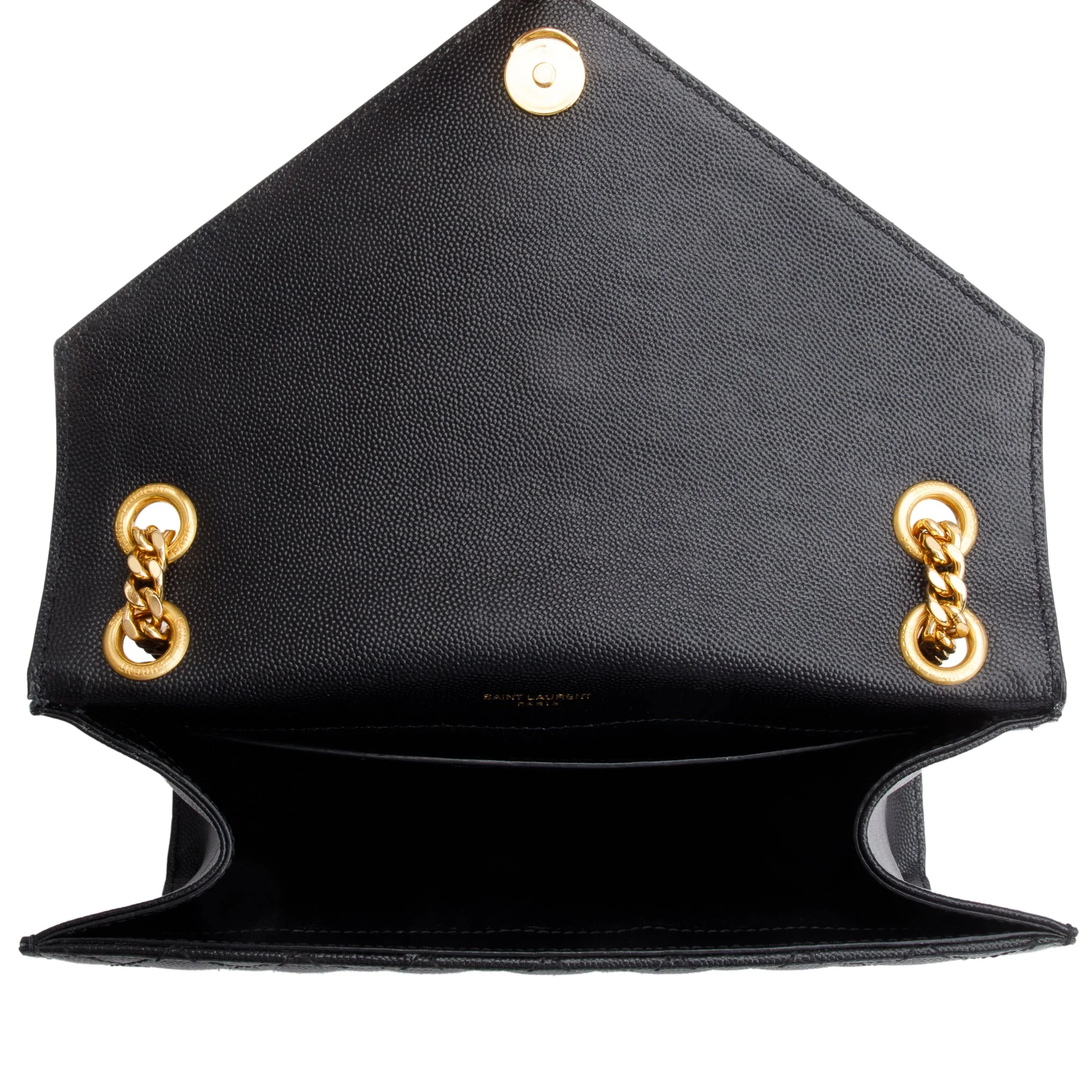 Saint Laurent 2022 Black Grained De Poudre Medium Envelope Shoulder Bag - Image 8