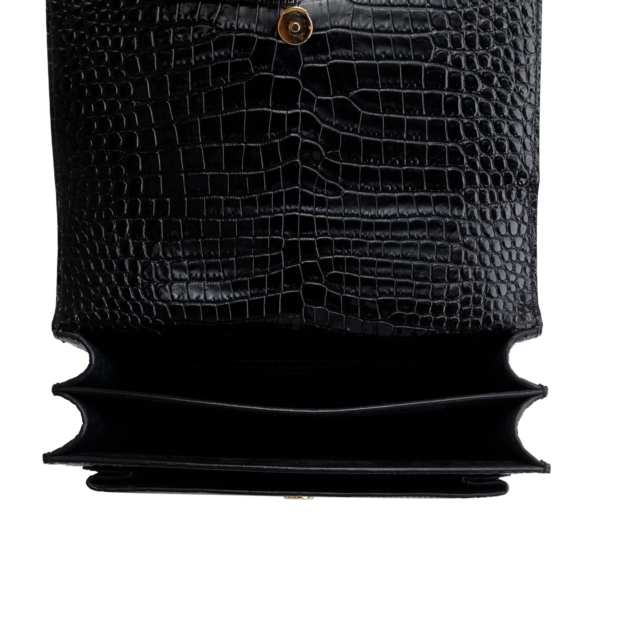 Saint Laurent 2022 Black Medium Crocodile Embossed Sunset Bag w/ Box - Image 8