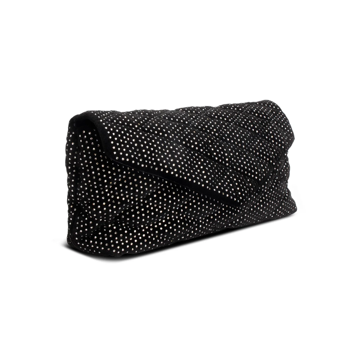 Saint Laurent 2022 Black Velvet Crystal Sade Puffer Large Envelope Clutch - Image 2