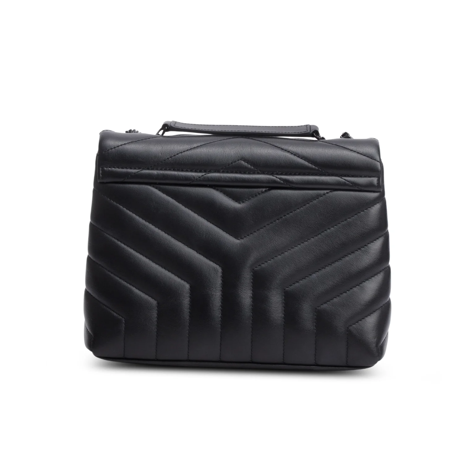 Saint Laurent 2022 Black Y Chevron Leather Small LouLou Shoulder Bag w/ Box - Image 6