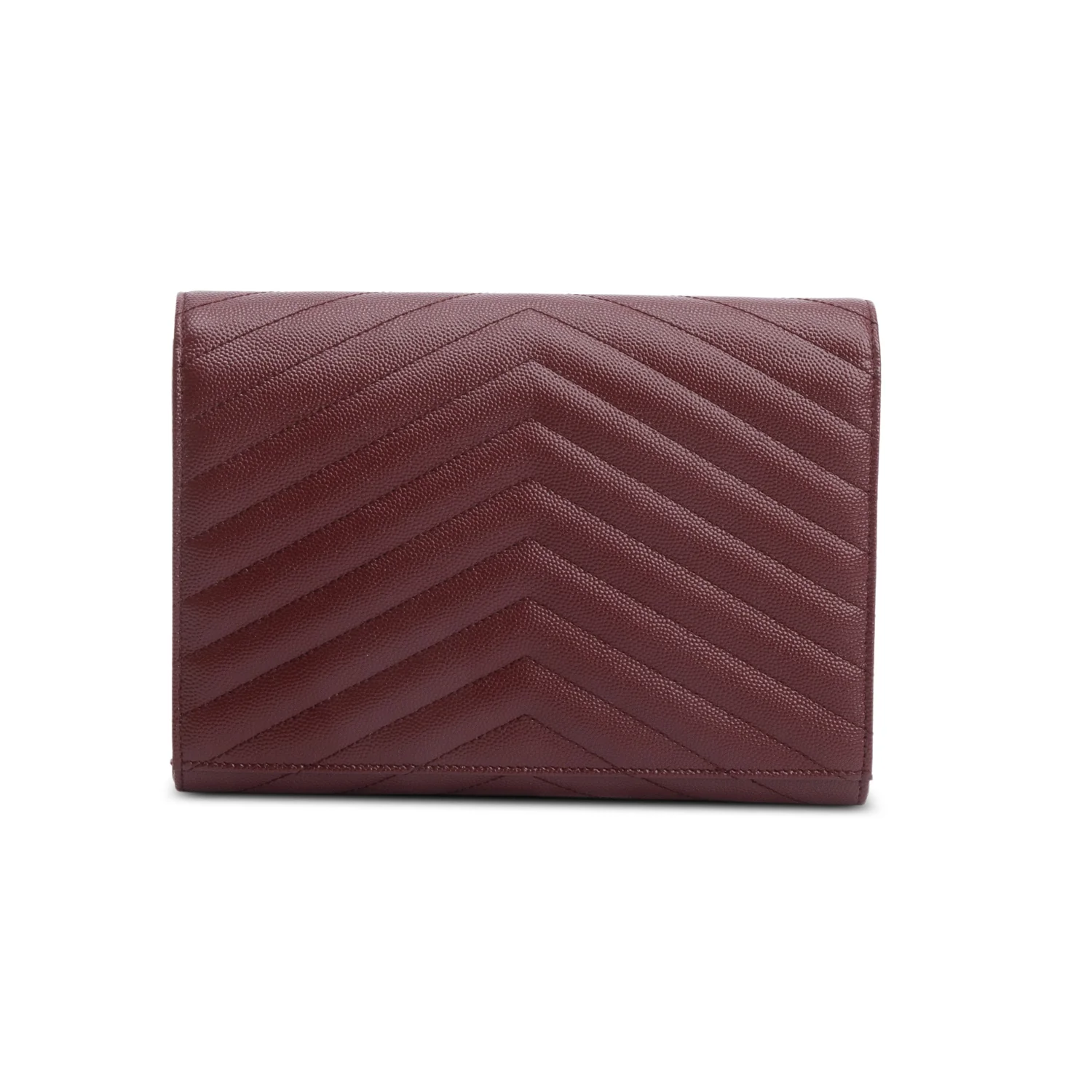 Saint Laurent 2022 Burgundy Grain de Poudre Matelasse Leather Cassandre Flap Wristlet Pouch w/ Box - Image 4