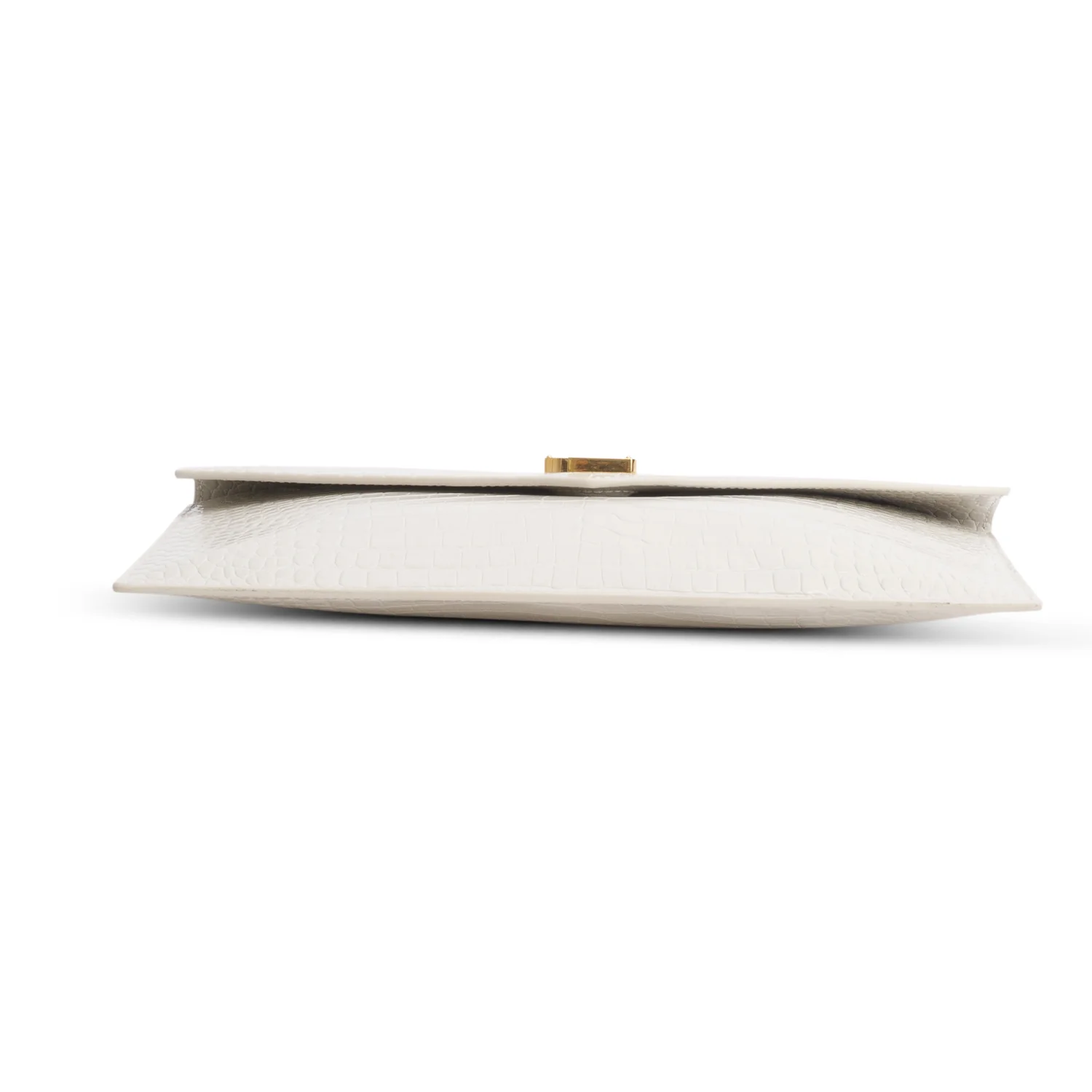 Saint Laurent 2022 Cream Calfskin Croc Embossed Uptown Monogram Pouch - Image 5