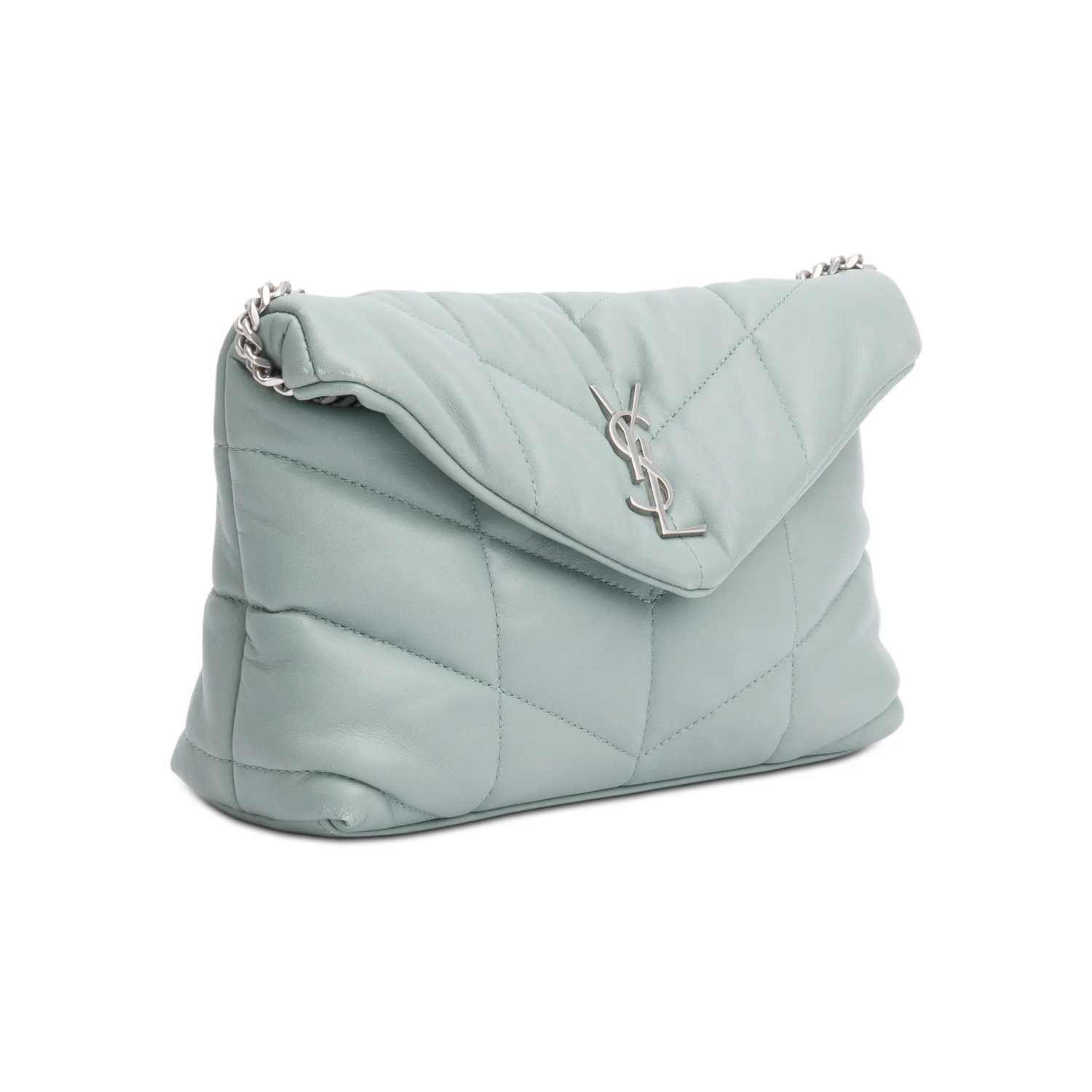Saint Laurent 2022 Grey Lambskin Leather Toy Puffer Shoulder Bag - Image 4
