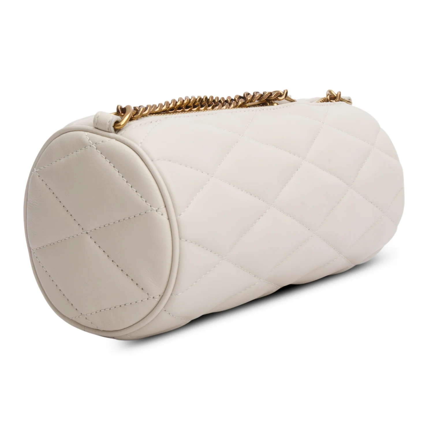 Saint Laurent 2022 Ivory Quilted Lambskin Leather Mini Sade Tube Bag - Image 5
