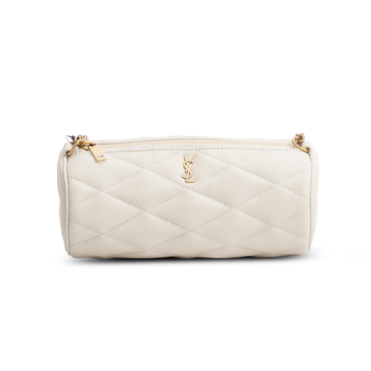 Saint Laurent 2022 Ivory Quilted Lambskin Leather Mini Sade Tube Bag - Image 3