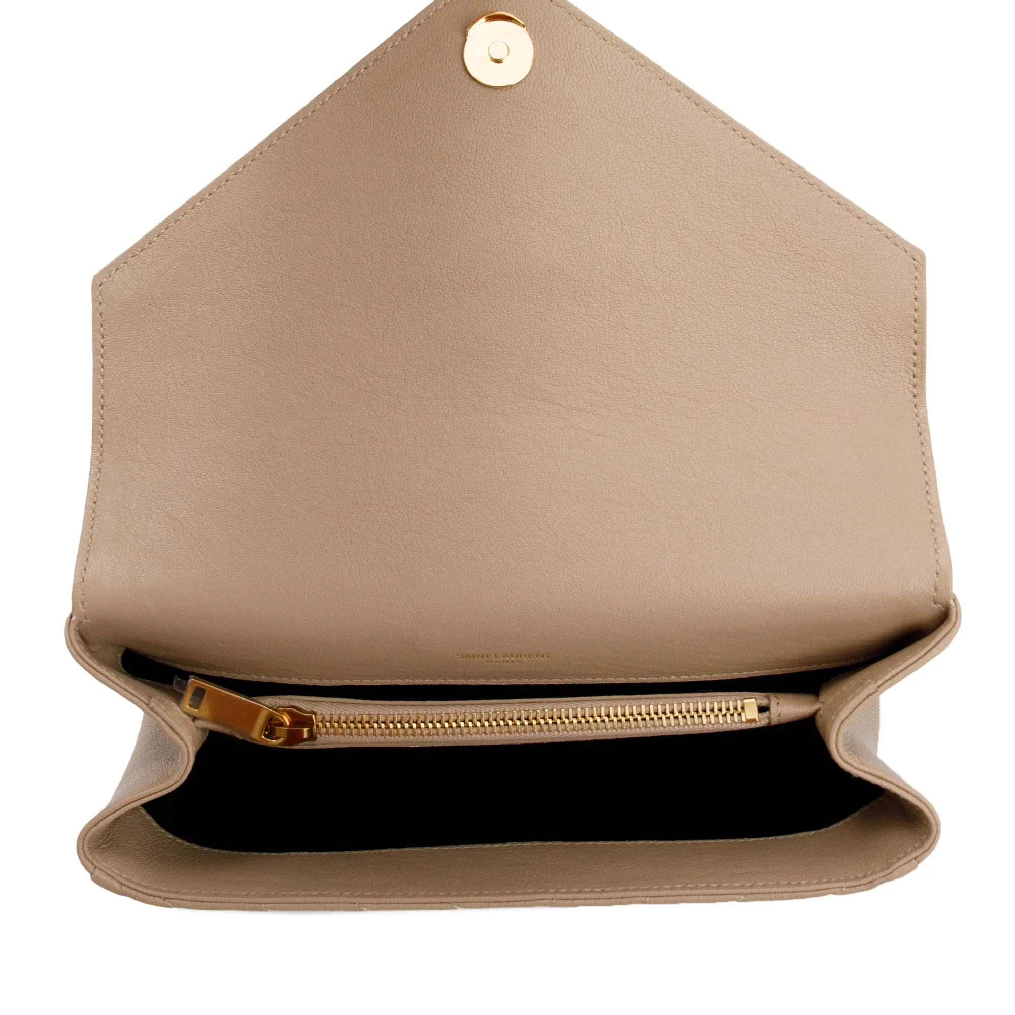 Saint Laurent 2023 Beige Leather Medium Chevron College Bag w/ Box - Image 8