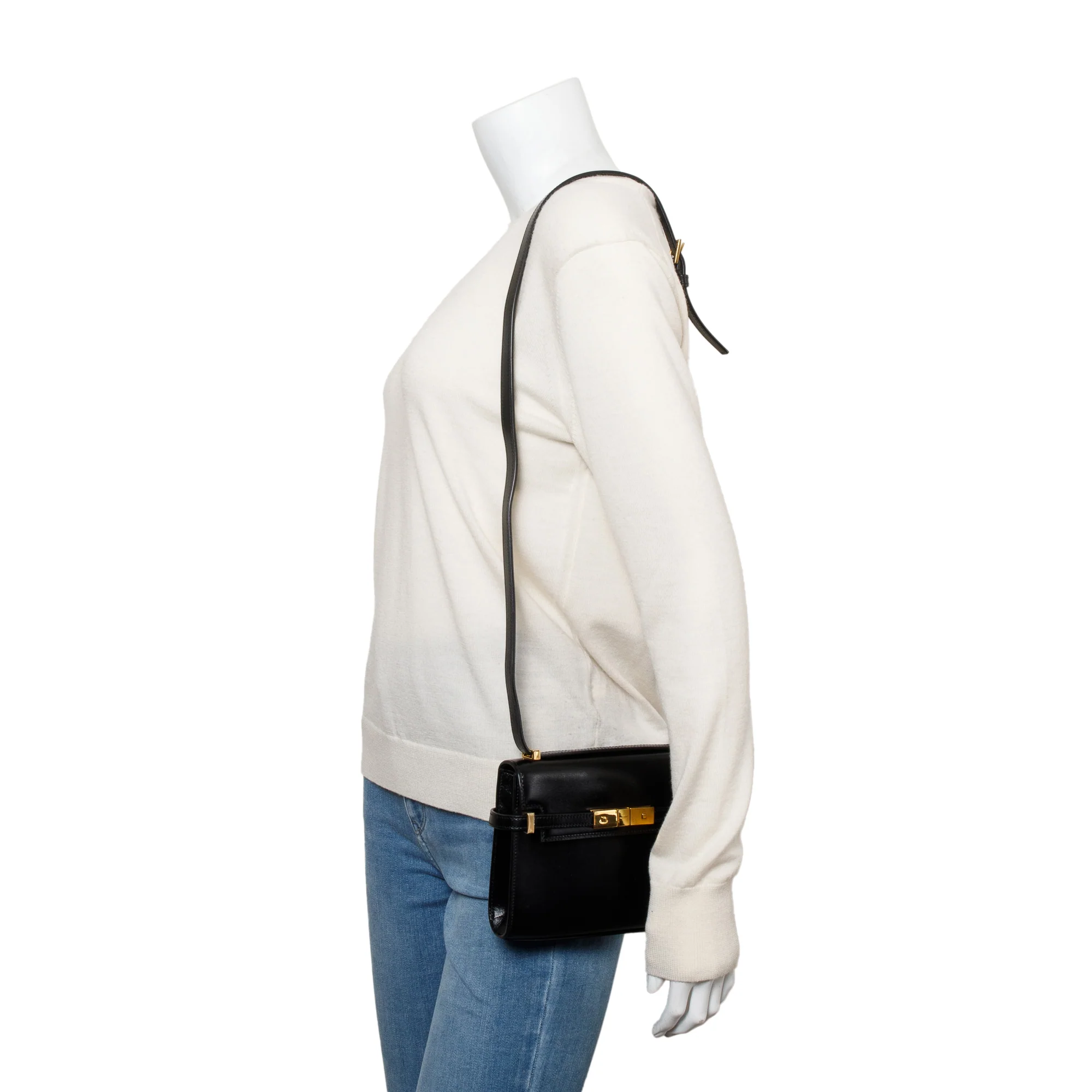 Saint Laurent 2023 Black Box Leather Mini Manhattan Bag - Image 2