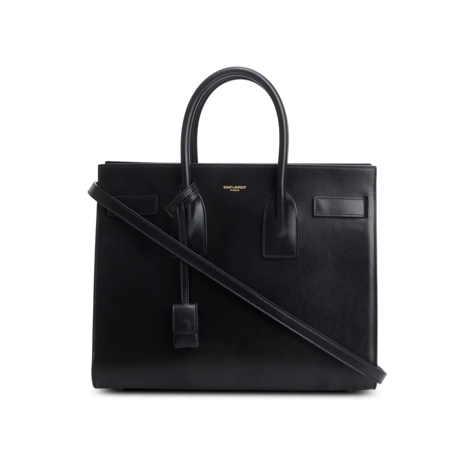 Saint Laurent 2023 Black Calfskin Leather Large Sac de Jour w/ Strap