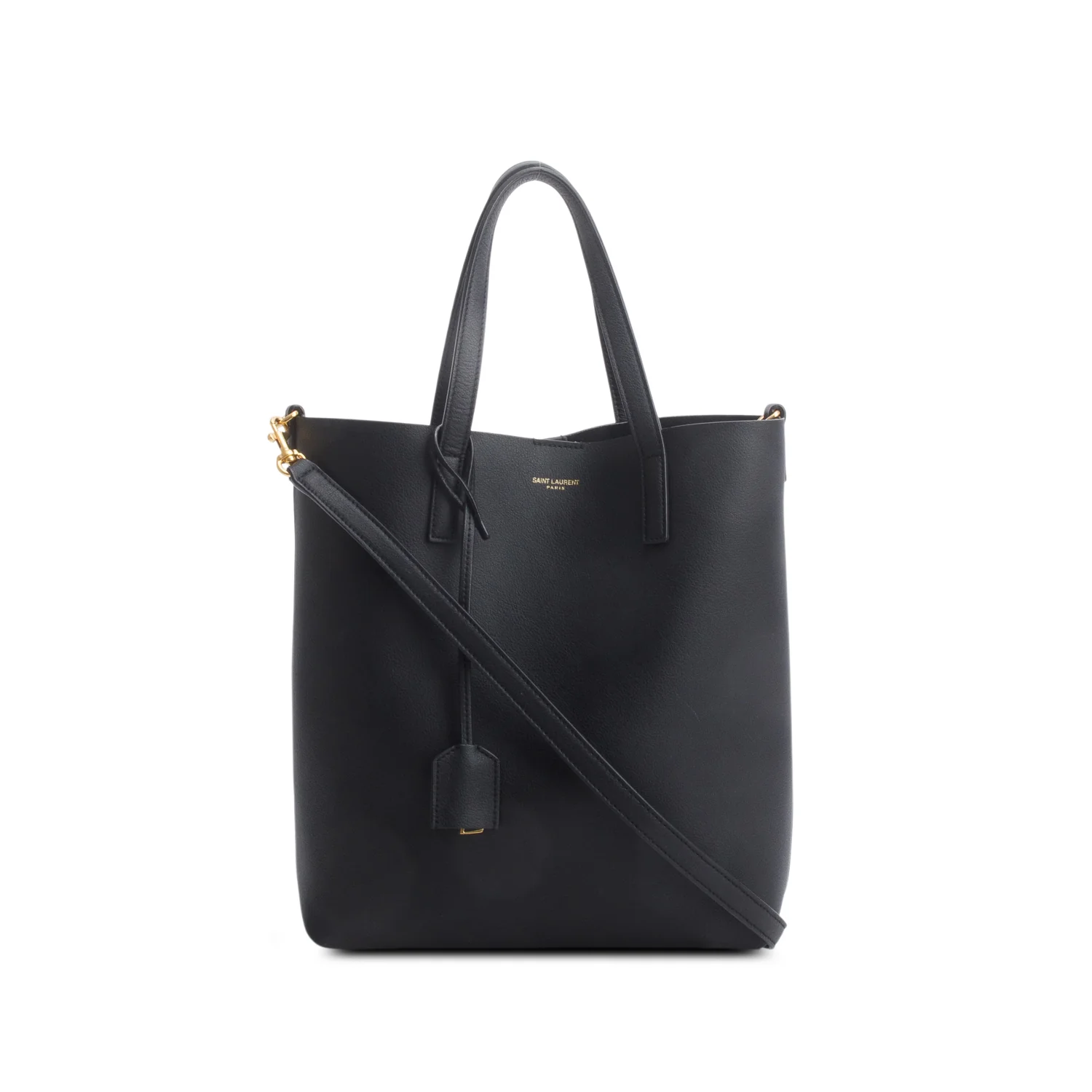 Saint Laurent 2023 Black Calfskin Leather Toy Shopping Tote w/ Strap