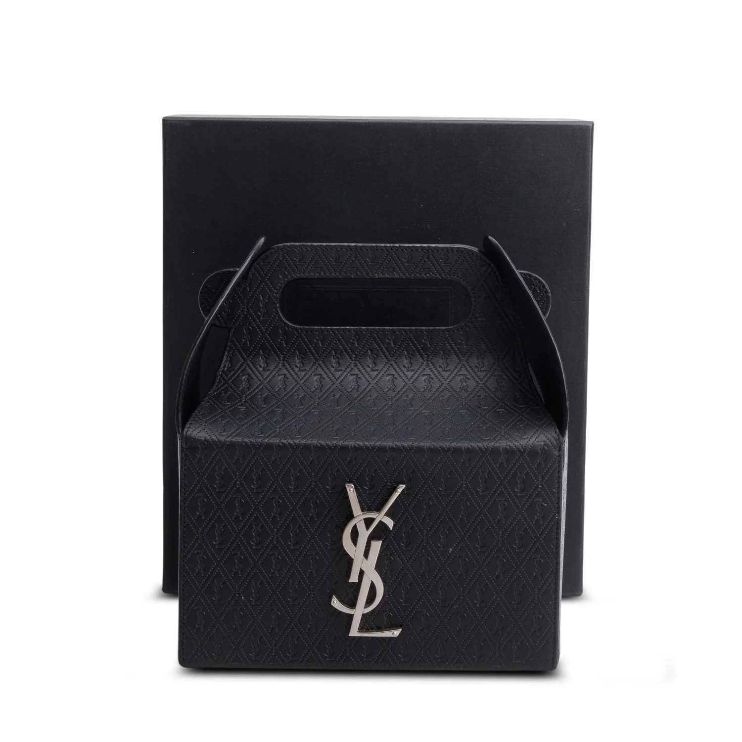 Saint Laurent 2023 Black Calfskin Monogram Take Away Box w/ Box - Image 2