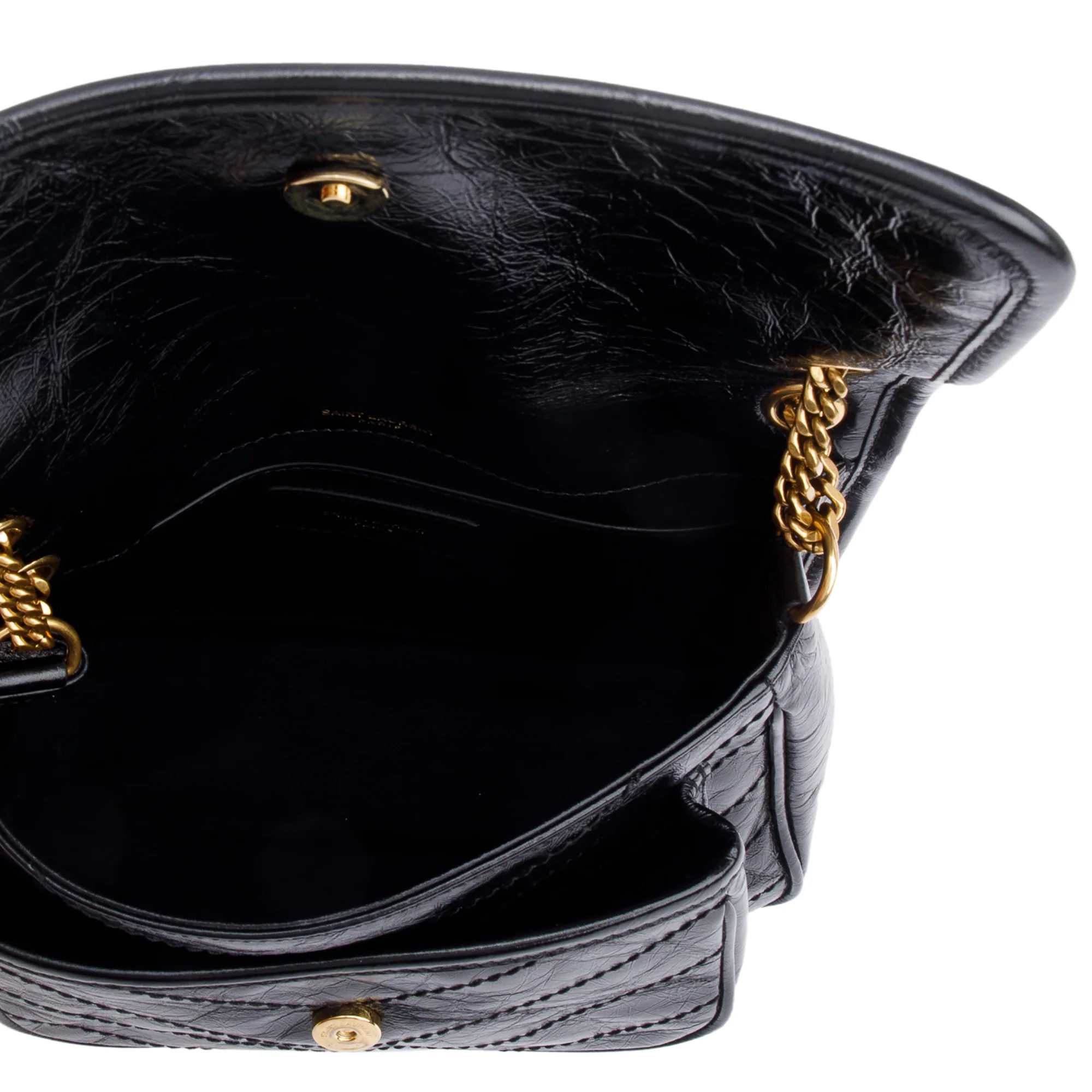 Saint Laurent 2023 Black Crinkled Calfskin Leather Baby Niki Shoulder Bag w/ Box & Receipt - Image 8