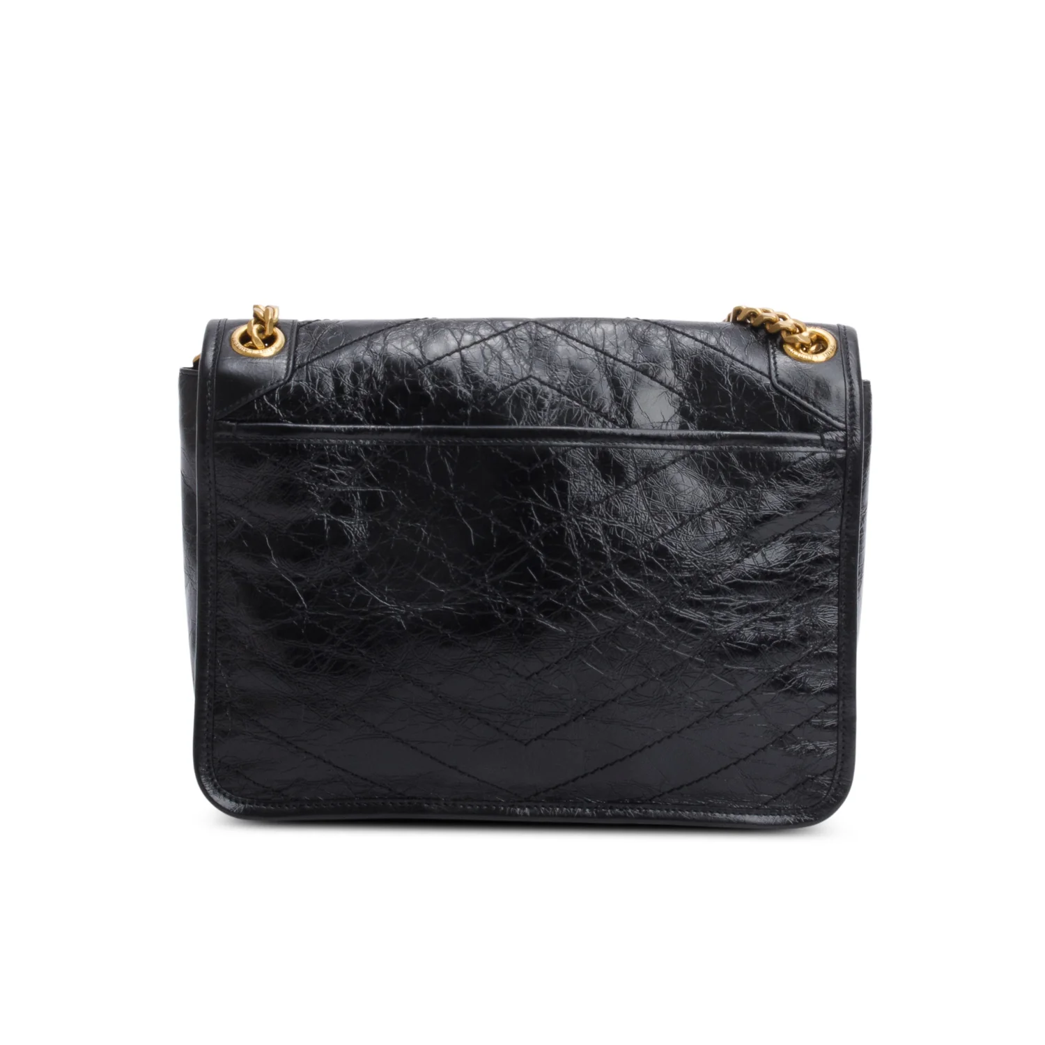 Saint Laurent 2023 Black Crinkled Calfskin Leather Medium Niki Shoulder Bag - Image 5