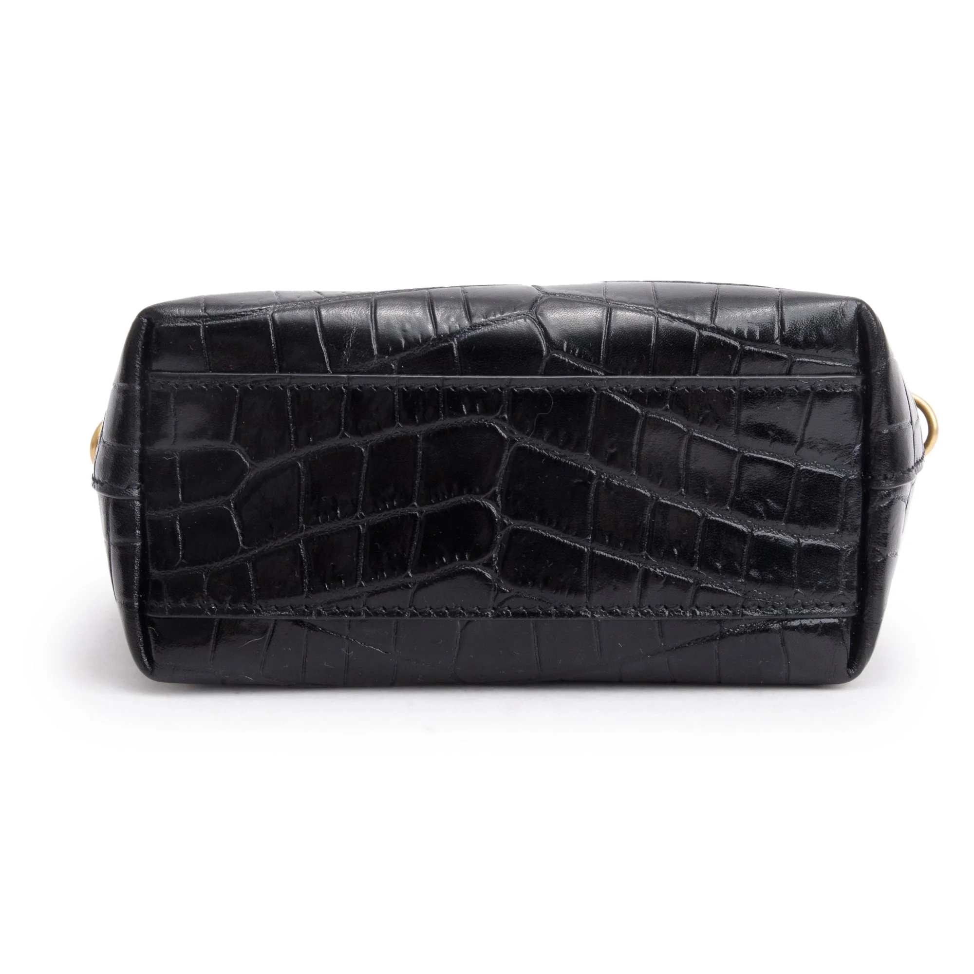 Saint Laurent 2023 Black Croc-Embossed Mini Toy Shopping Tote w/ Strap - Image 7