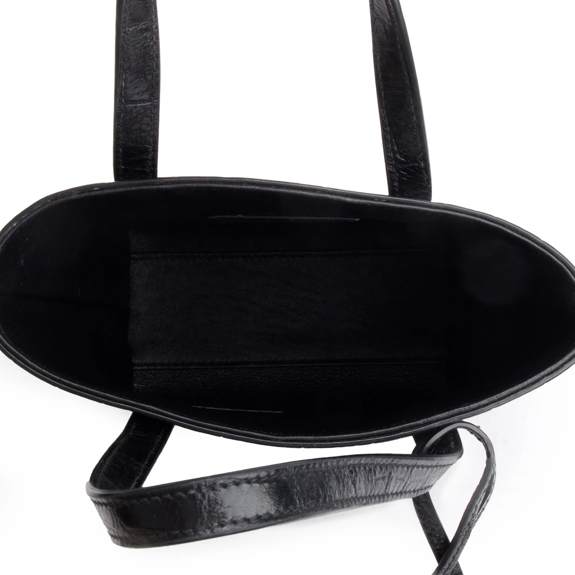 Saint Laurent 2023 Black Croc-Embossed Mini Toy Shopping Tote w/ Strap - Image 8